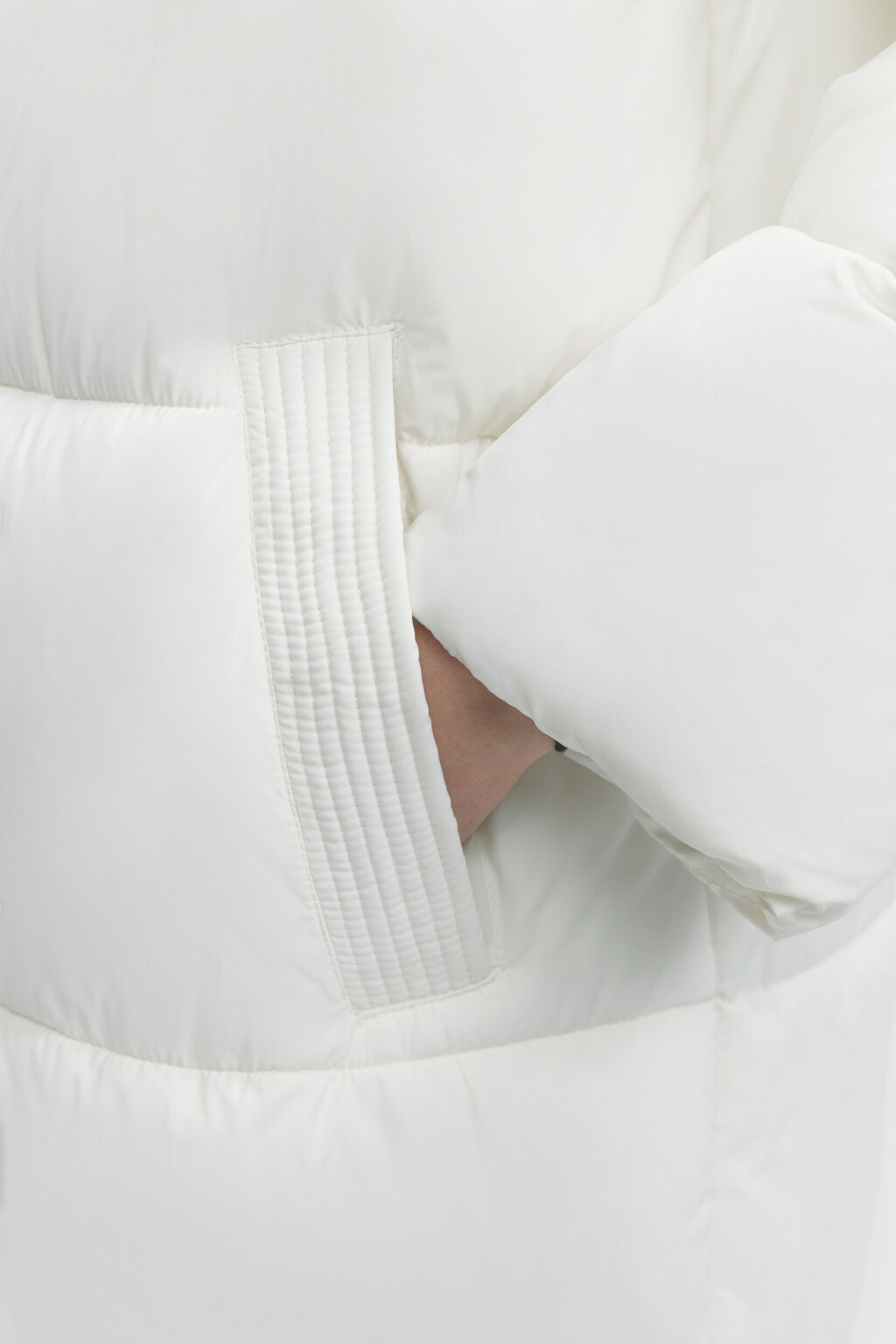 Пальто стеганое утепленное с широким воротником - цвет молочный - 6