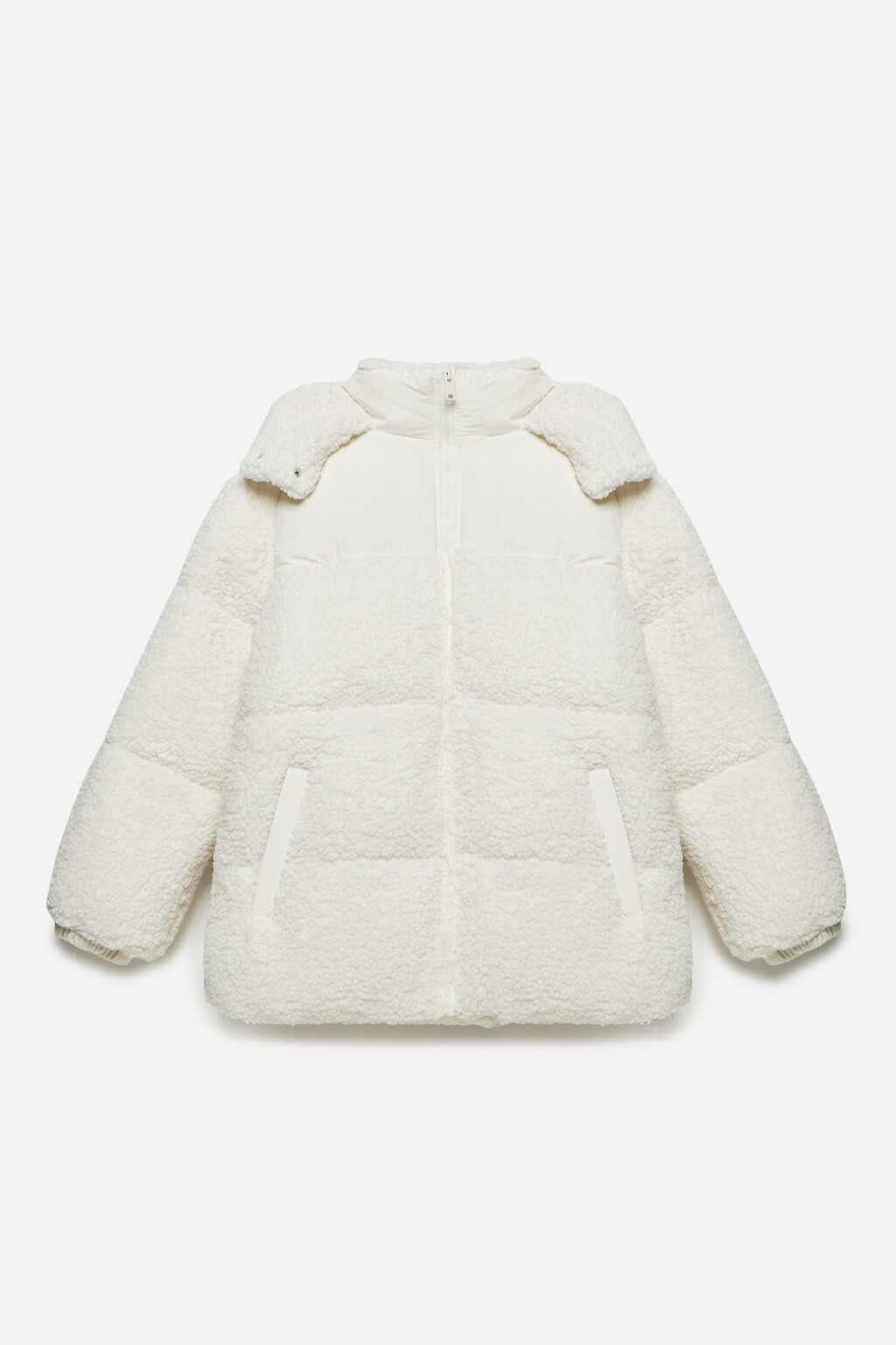 Куртка из искусственного меха с капюшоном - цвет молочный - 8