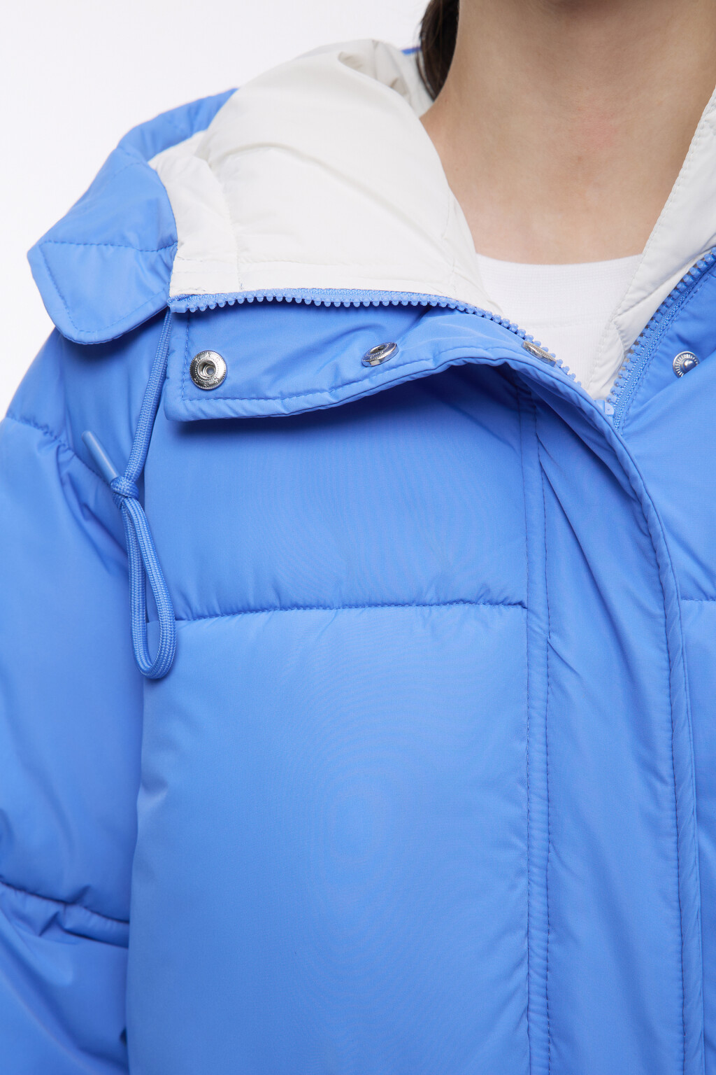 Куртка стеганая утепленная с глубоким капюшоном - цвет голубой - 6