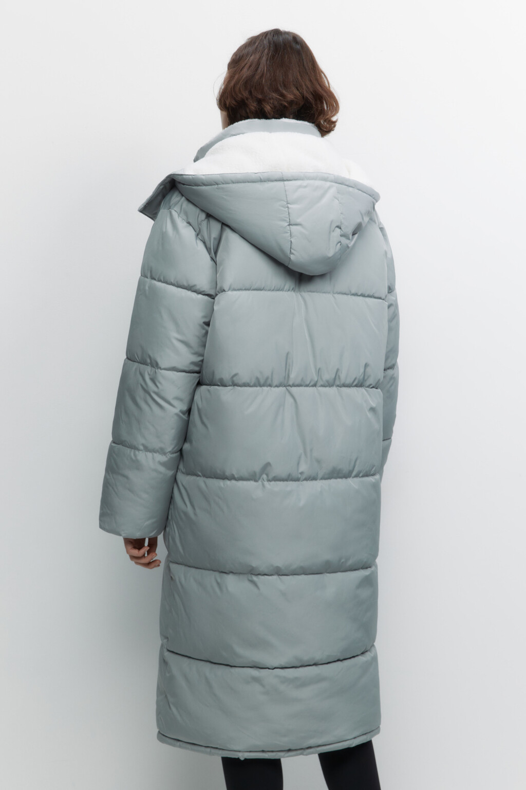 Куртка стеганая удлиненная с меховой подкладкой - цвет мятный - 3