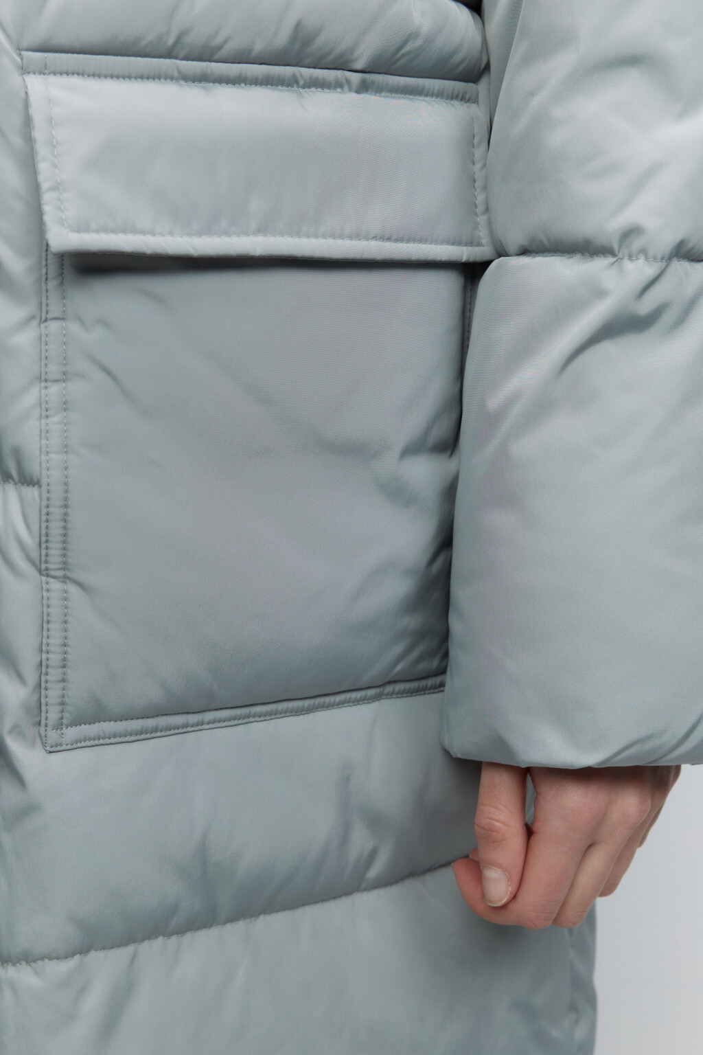 Куртка стеганая удлиненная с меховой подкладкой - цвет мятный - 6