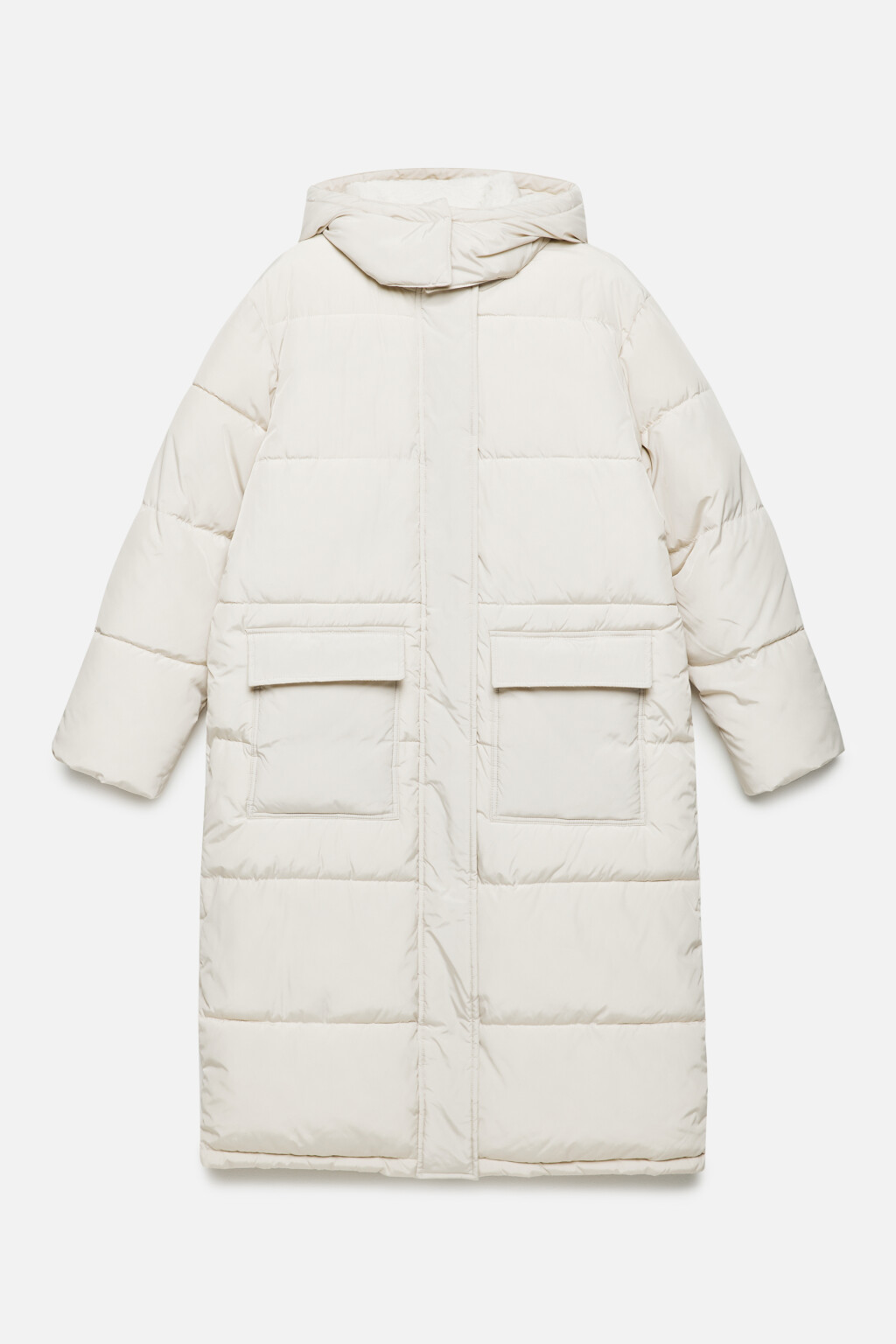 Куртка стеганая удлиненная с меховой подкладкой - цвет молочный - 9