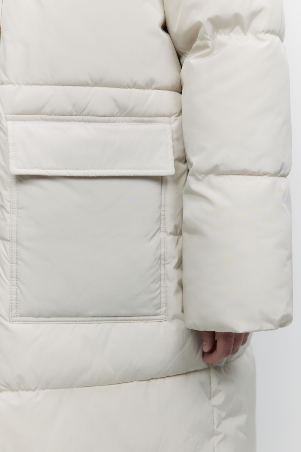 Куртка стеганая удлиненная с меховой подкладкой - цвет молочный - 7