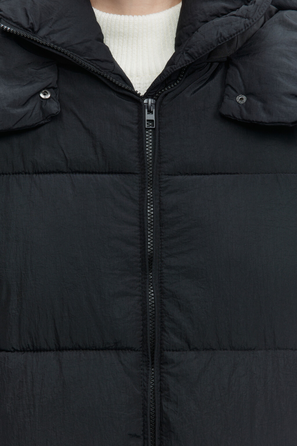 Куртка длинная стеганая с капюшоном - цвет черный - 6