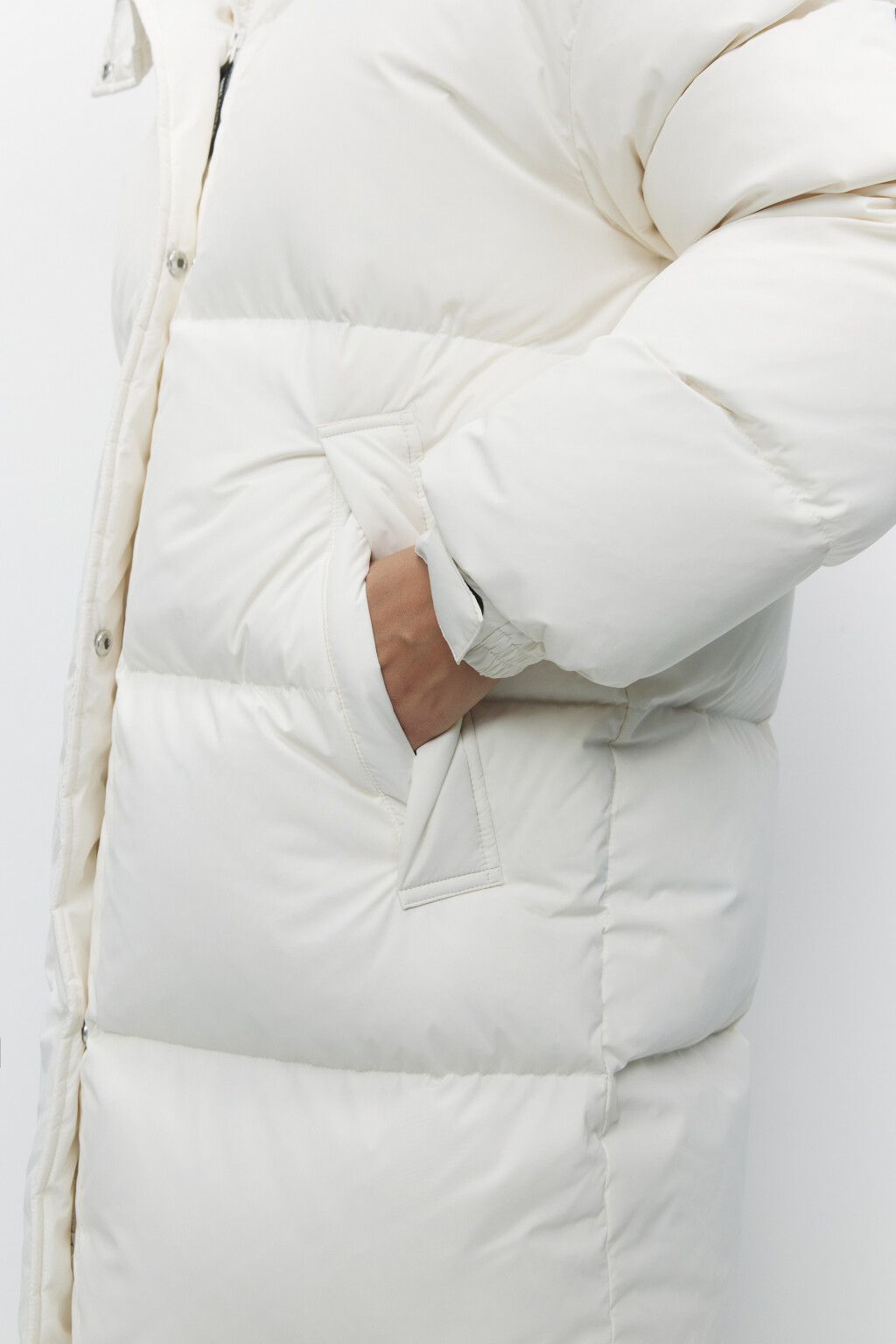 Куртка стеганая удлиненная с натуральным утеплителем - цвет молочный - 8