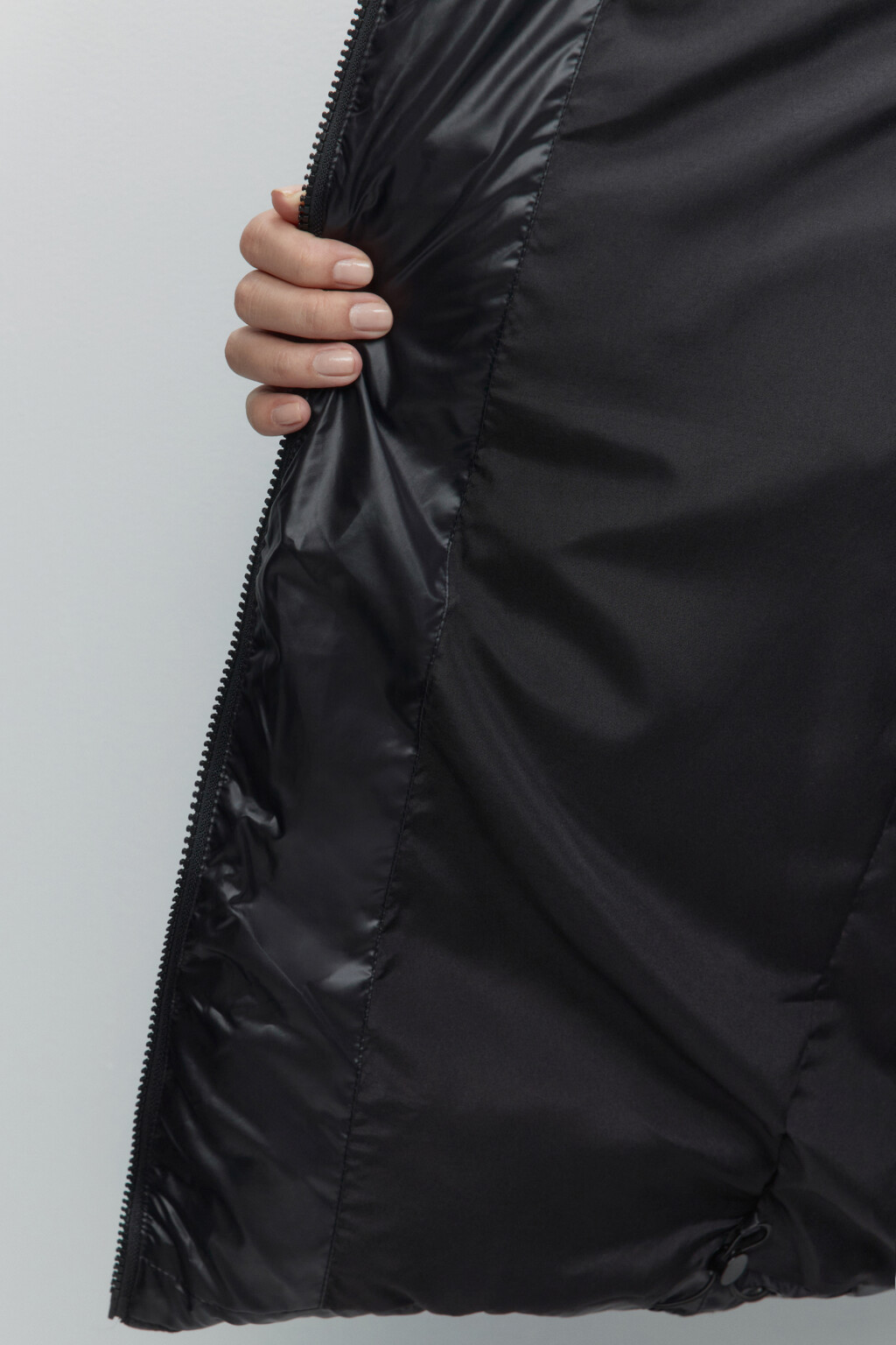 Пуховик oversize стеганый на натуральном утеплителе - цвет черный - 7