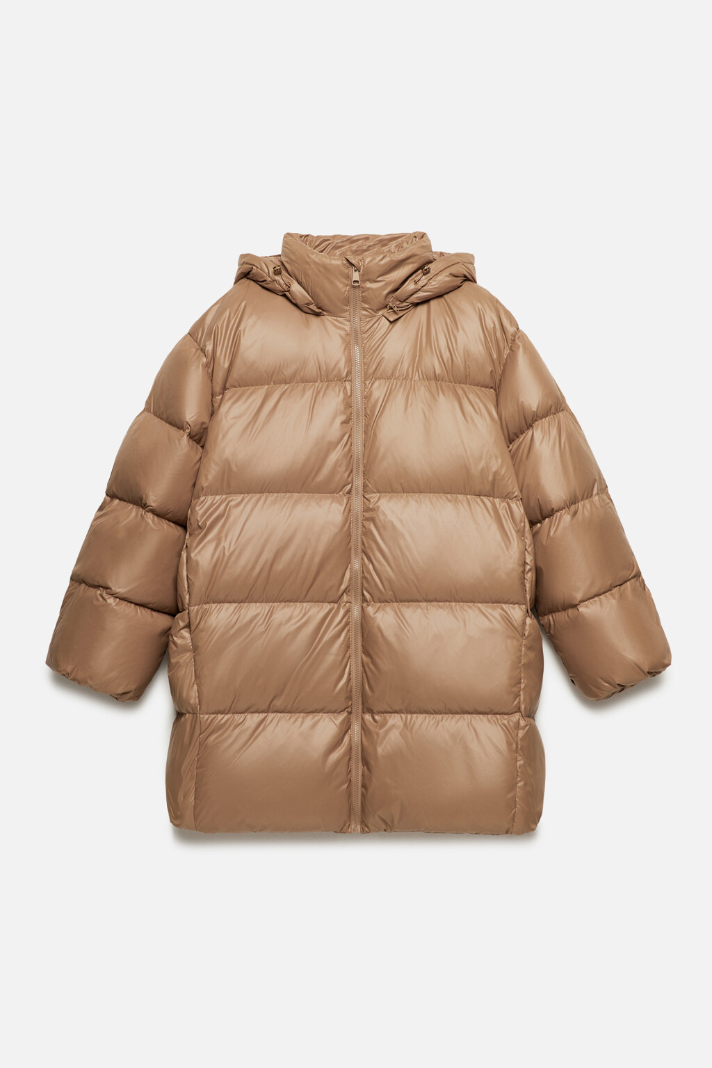 Пуховик oversize стеганый на натуральном утеплителе - цвет бежевый - 10