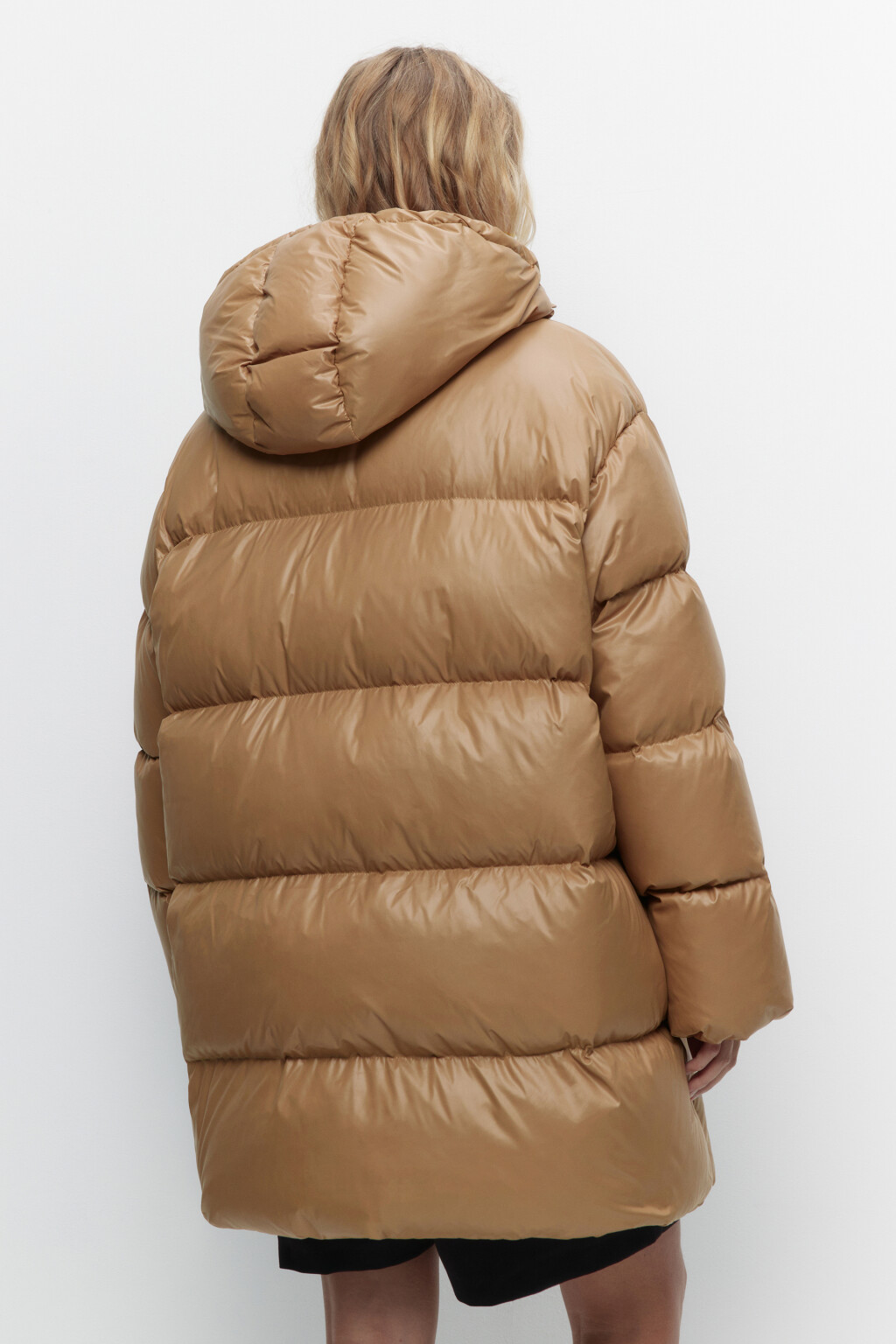 Пуховик oversize стеганый на натуральном утеплителе - цвет бежевый - 5