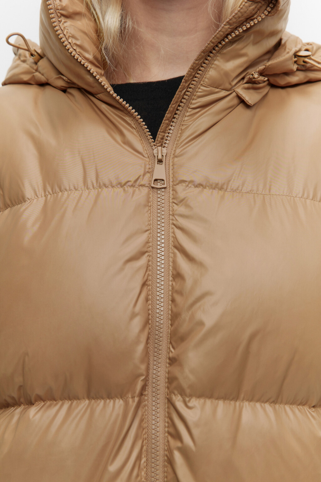 Пуховик oversize стеганый на натуральном утеплителе - цвет бежевый - 6