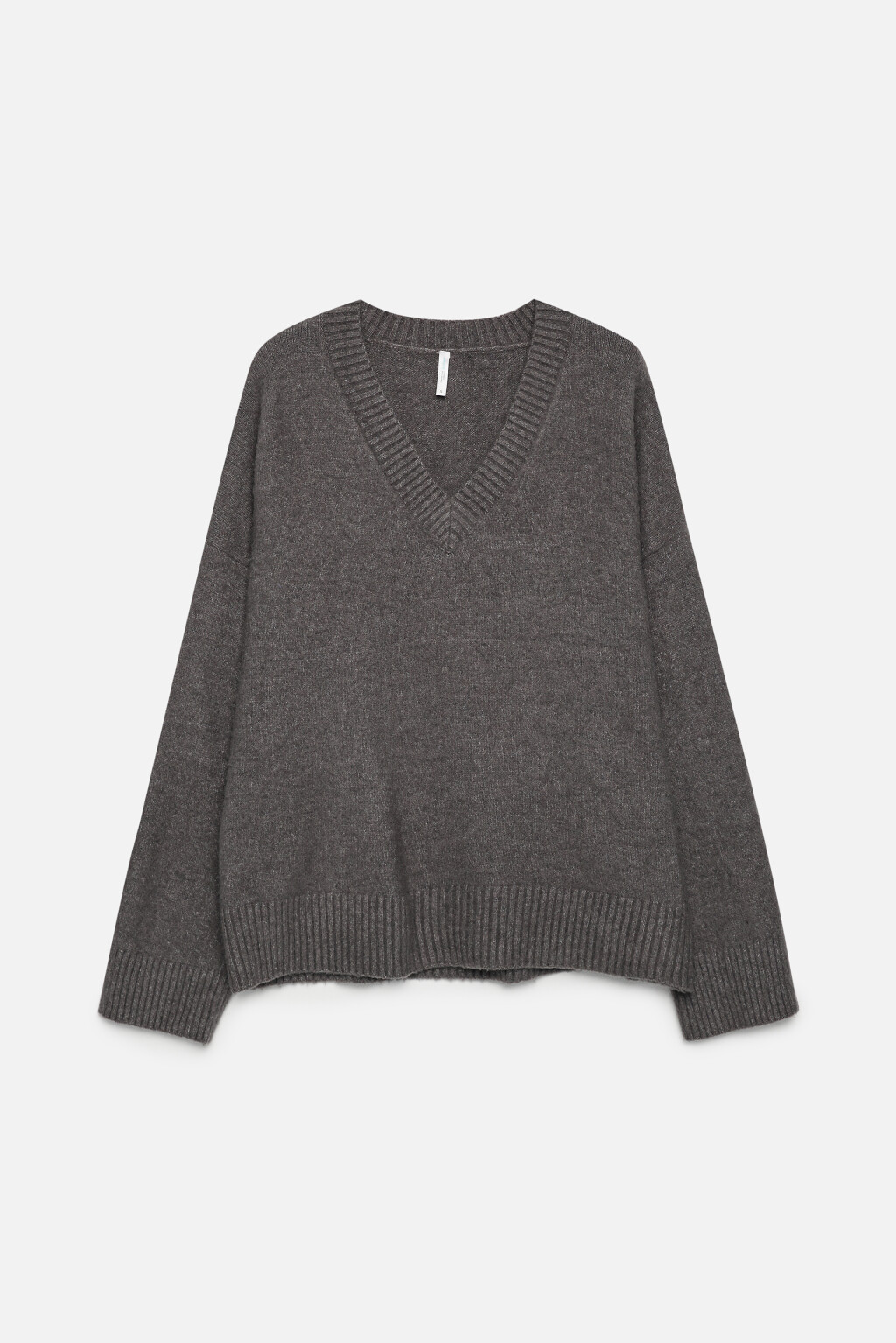Джемпер oversize вязаный с V-вырезом - цвет серый - 7
