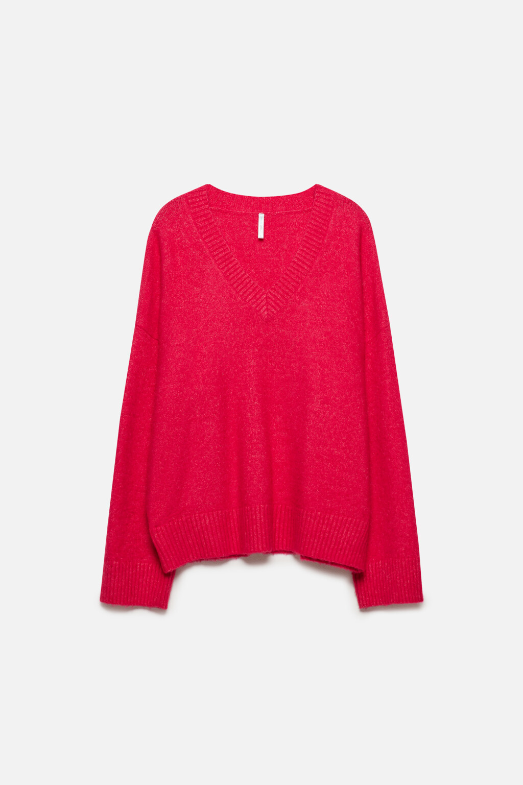 Джемпер oversize вязаный с V-вырезом - цвет розовый - 8