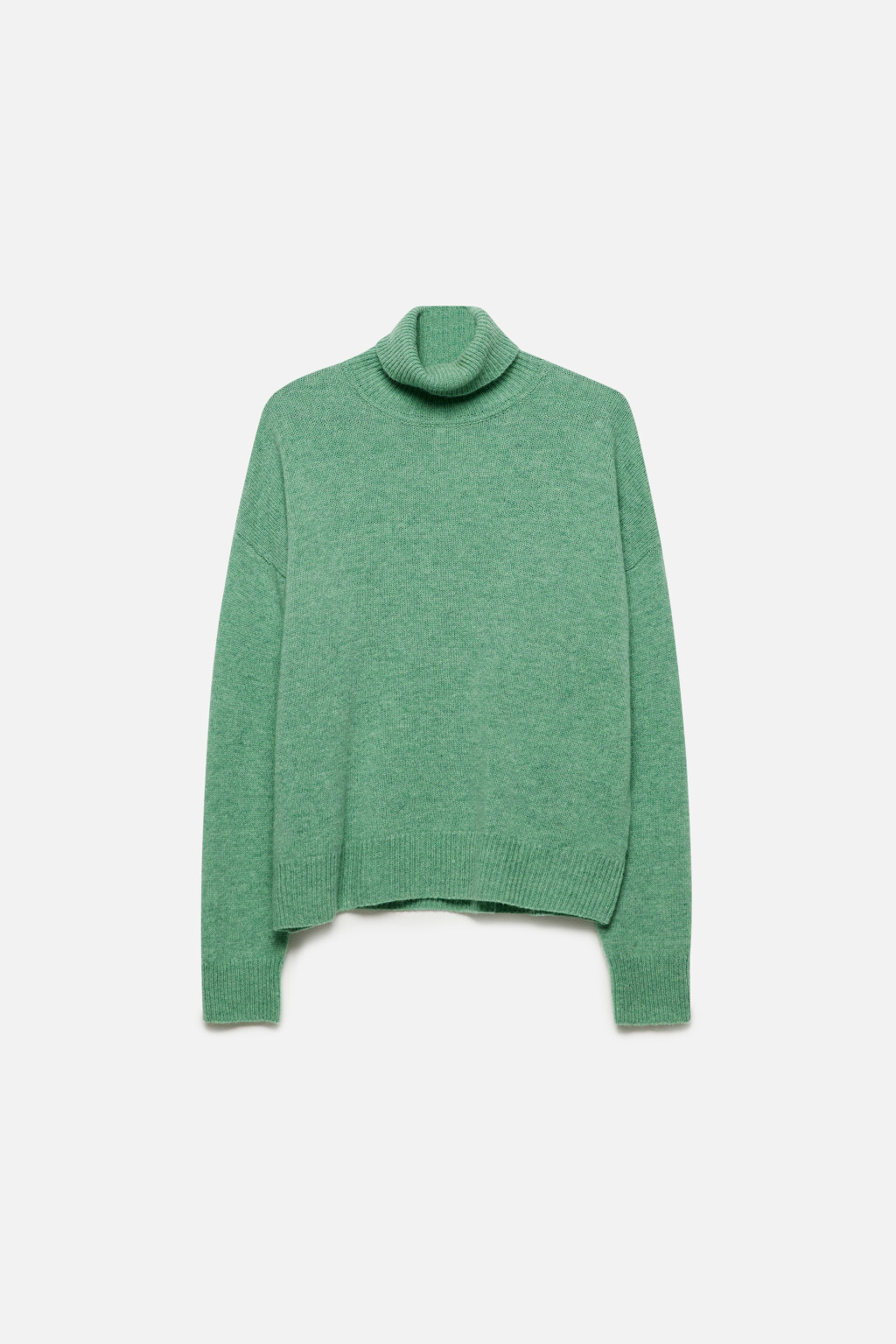 Свитер вязаный премиум из натуральной шерсти - цвет зеленый - 8