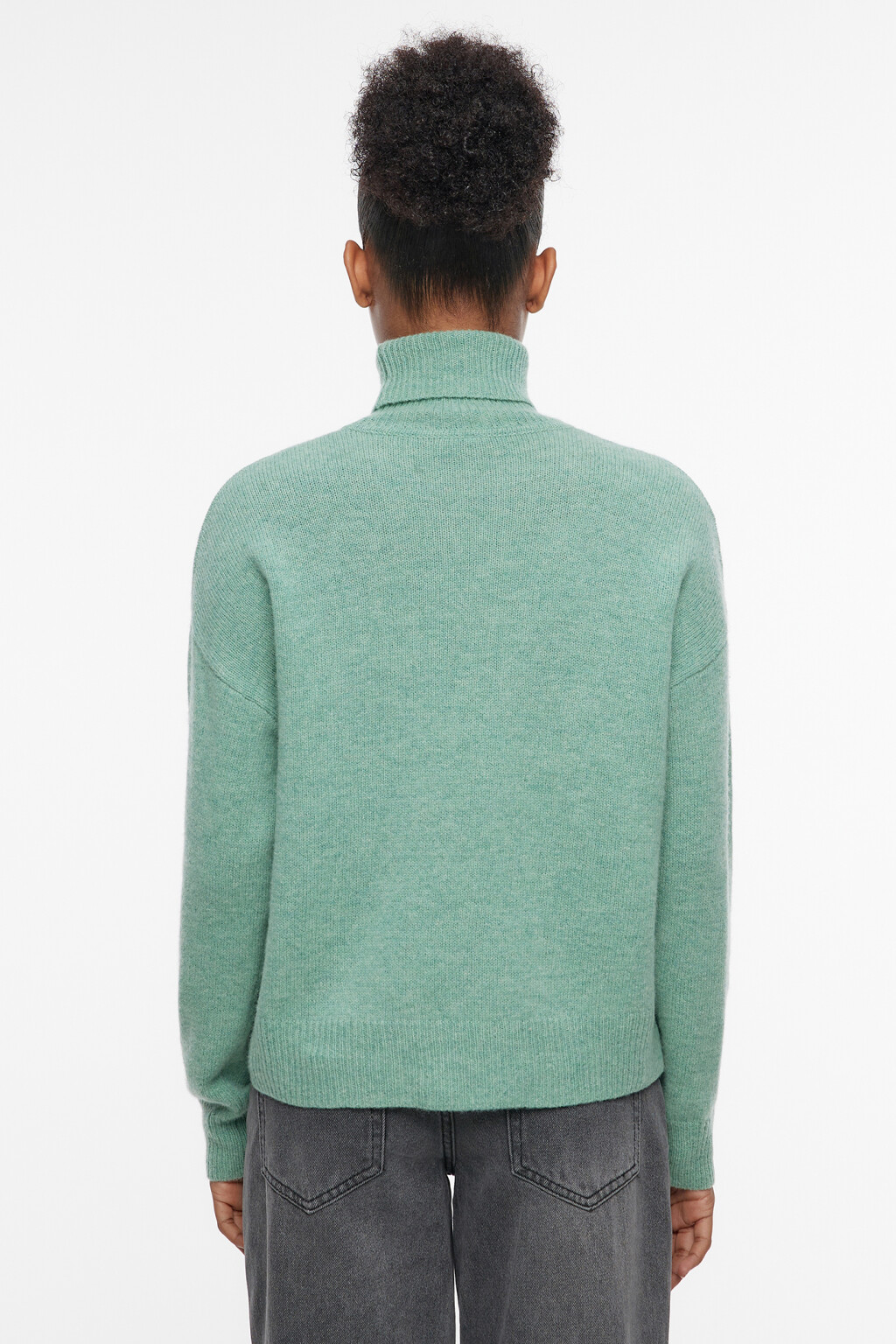 Свитер вязаный премиум из натуральной шерсти - цвет зеленый - 4