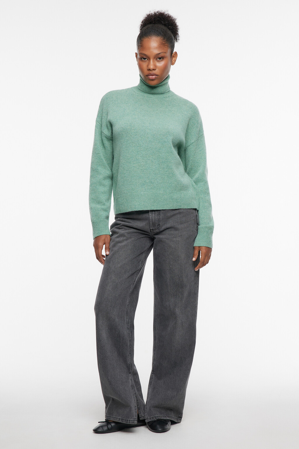 Свитер вязаный премиум из натуральной шерсти - цвет зеленый - 5