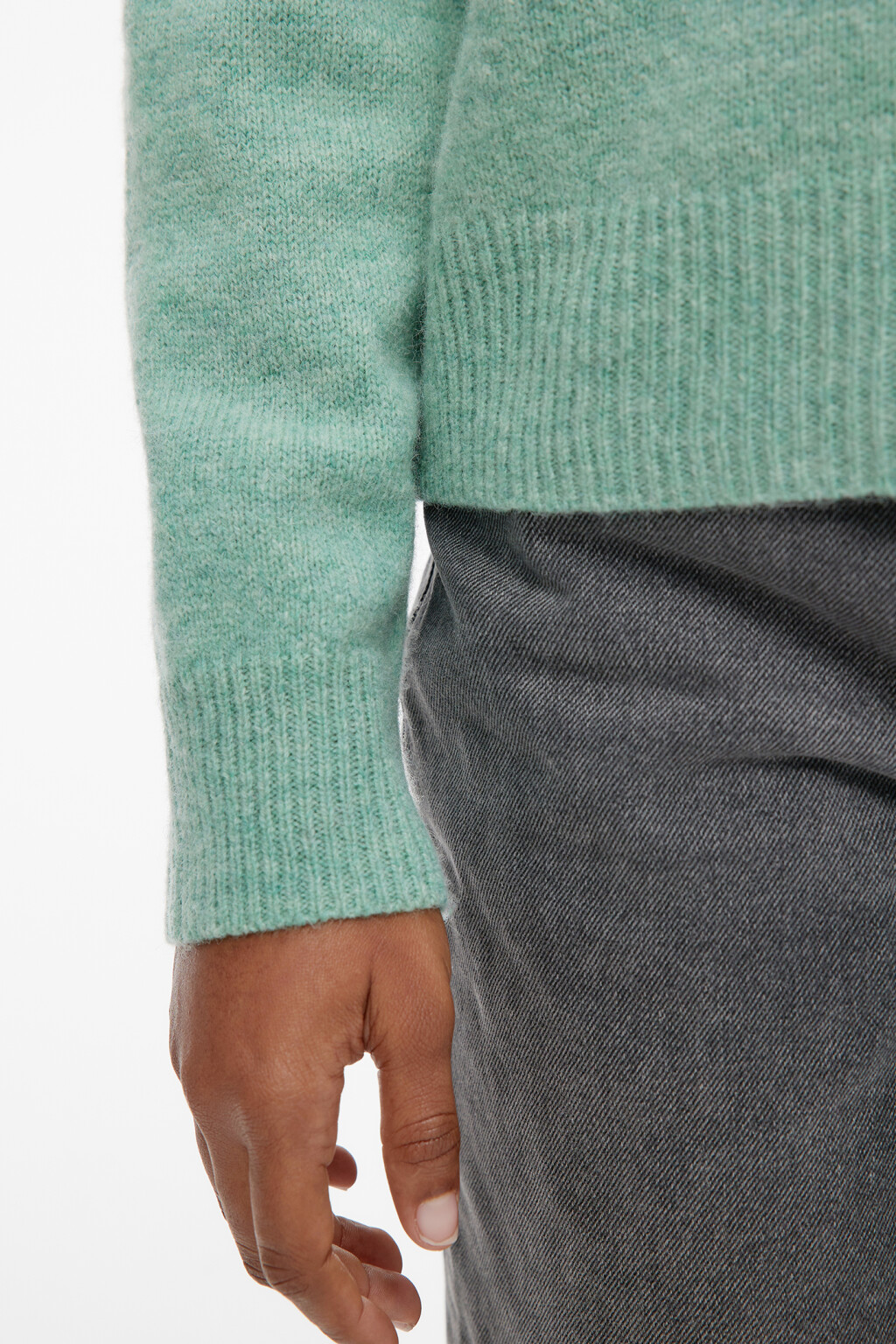 Свитер вязаный премиум из натуральной шерсти - цвет зеленый - 7