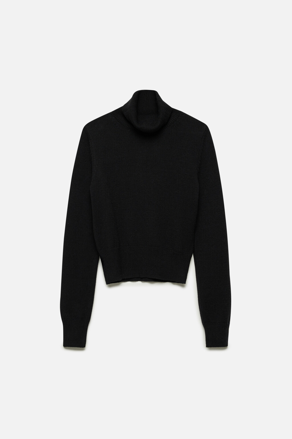 Свитер-водолазка вязаный укороченный - цвет черный - 8