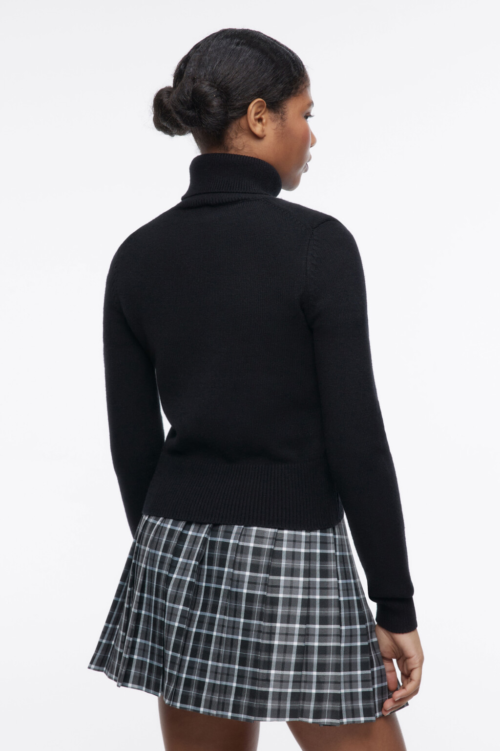 Свитер-водолазка вязаный укороченный - цвет черный - 5