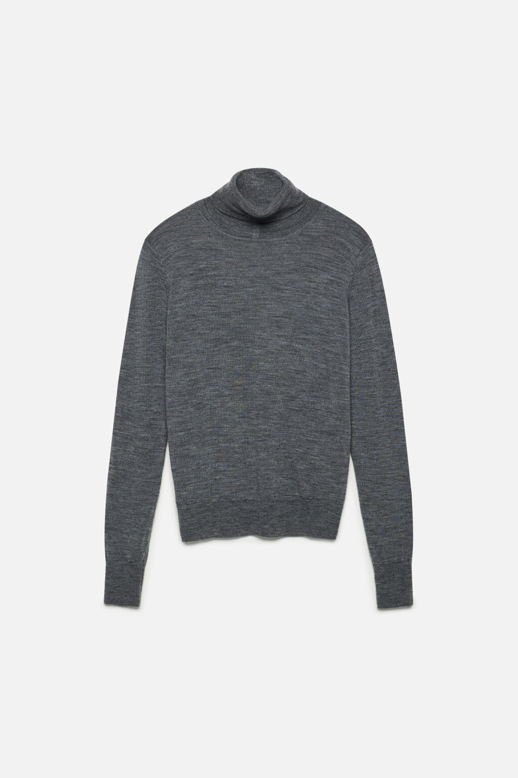 Водолазка вязаная премиум из шерсти мериноса - цвет серый - 9