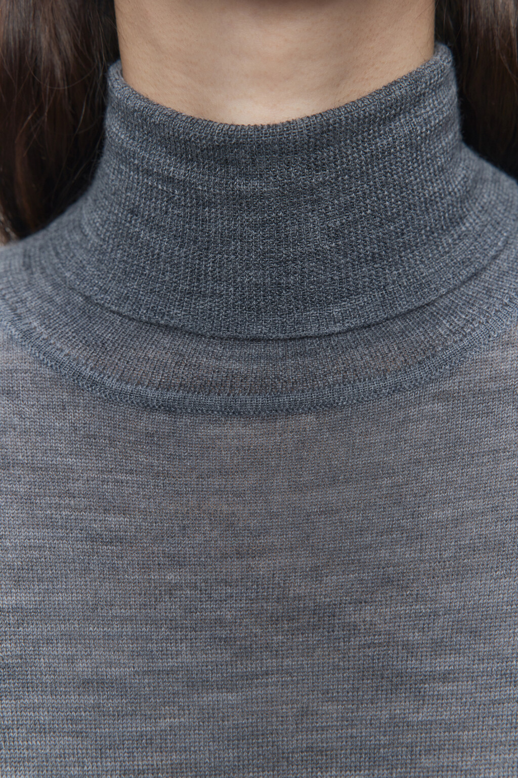 Водолазка вязаная премиум из шерсти мериноса - цвет серый - 6