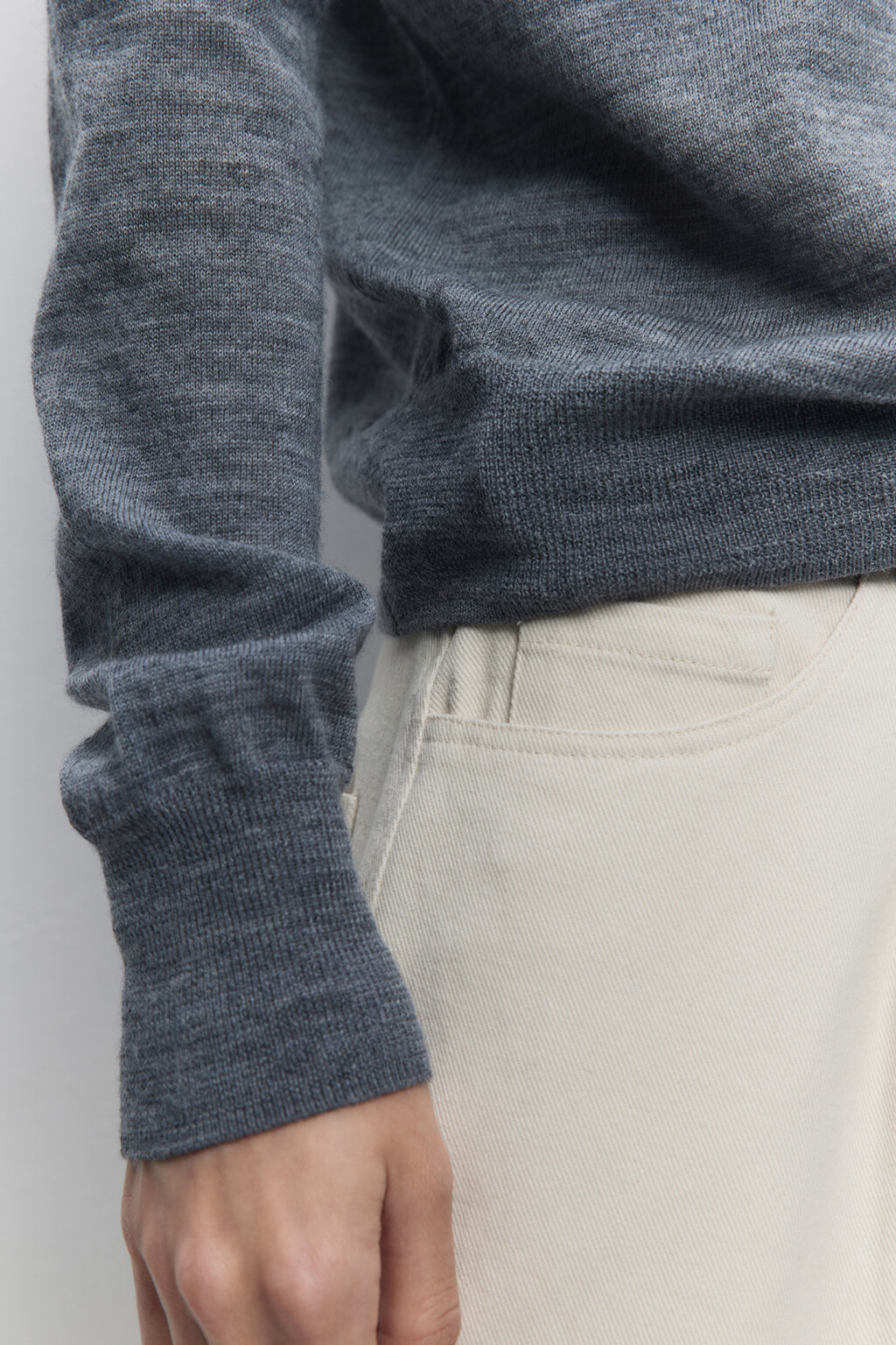 Водолазка вязаная премиум из шерсти мериноса - цвет серый - 8