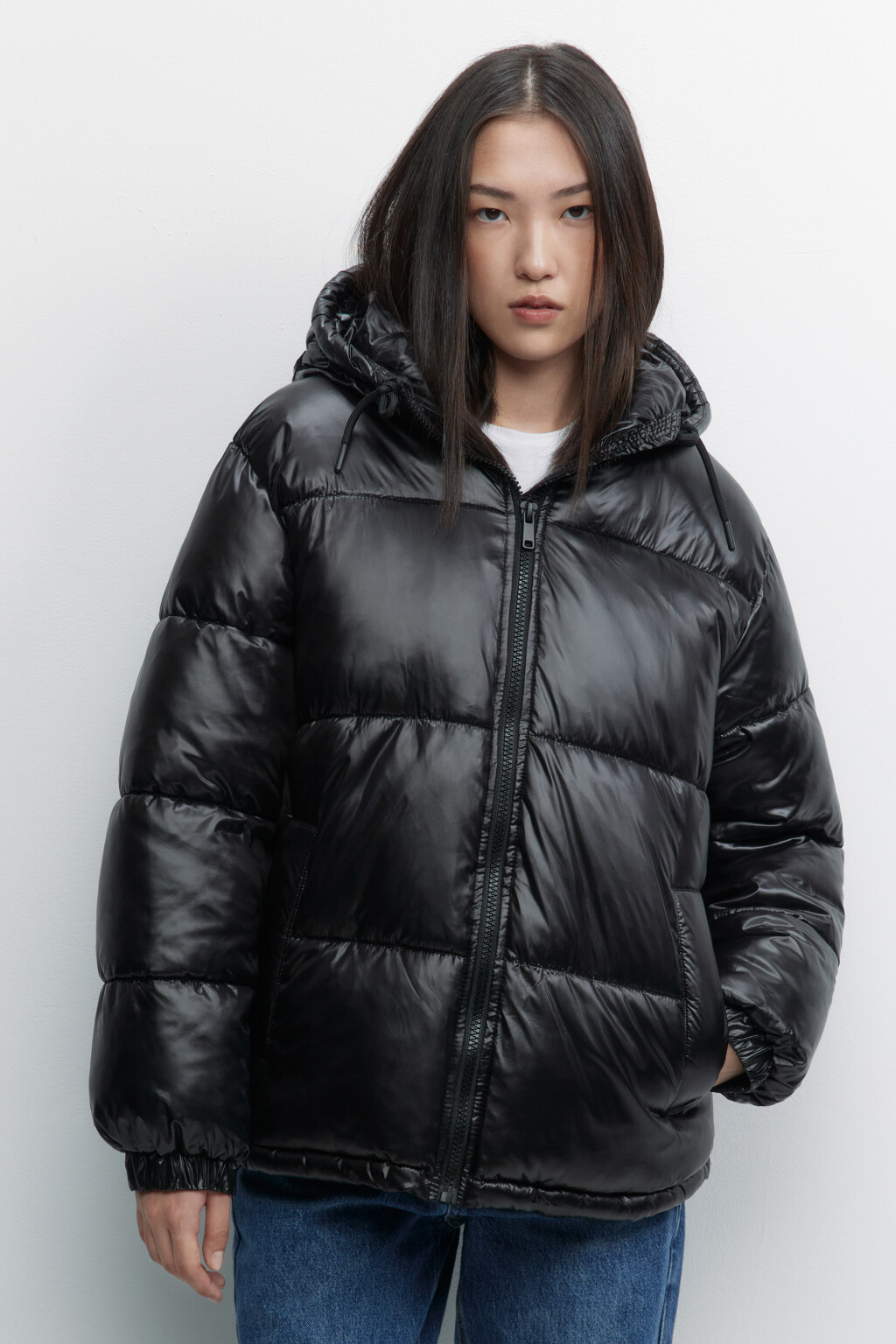 Куртка стеганая утепленная с воротником и капюшоном - цвет черный - 2