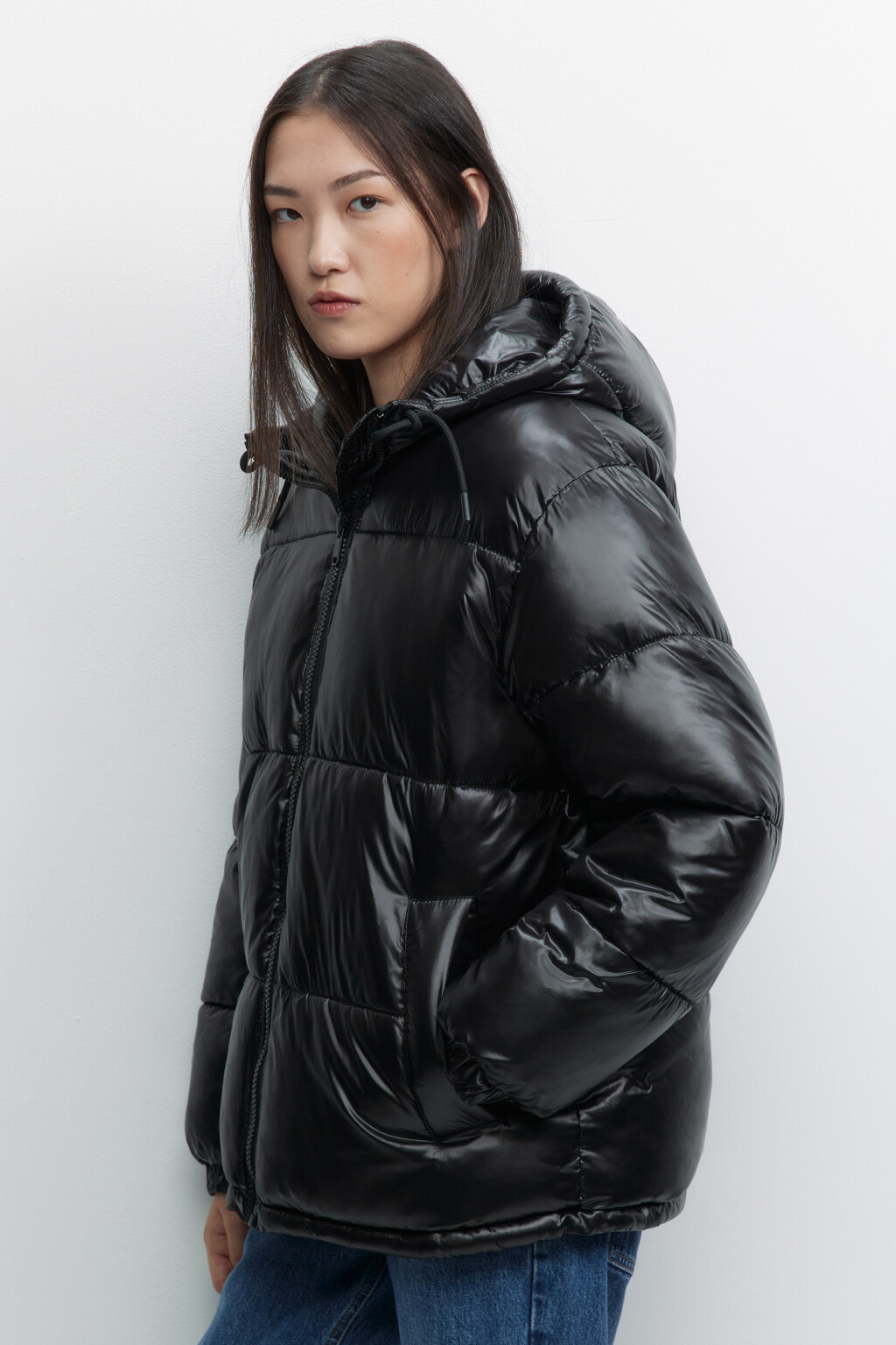 Куртка стеганая утепленная с воротником и капюшоном - цвет черный - 3