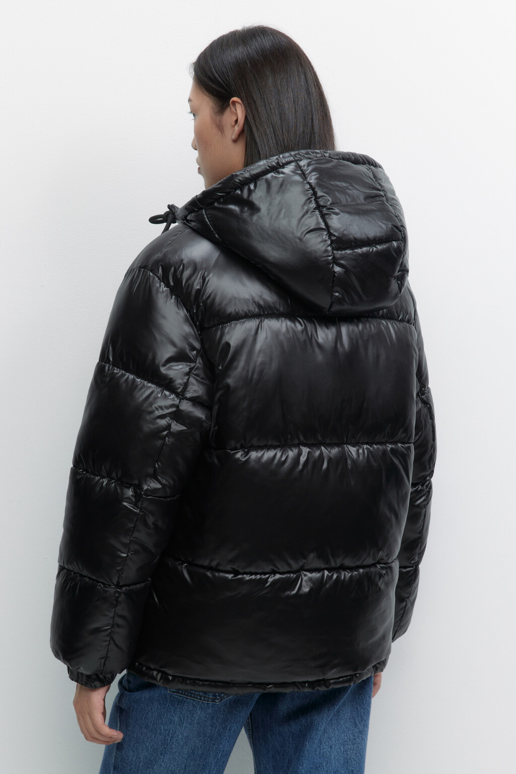 Куртка стеганая утепленная с воротником и капюшоном - цвет черный - 4