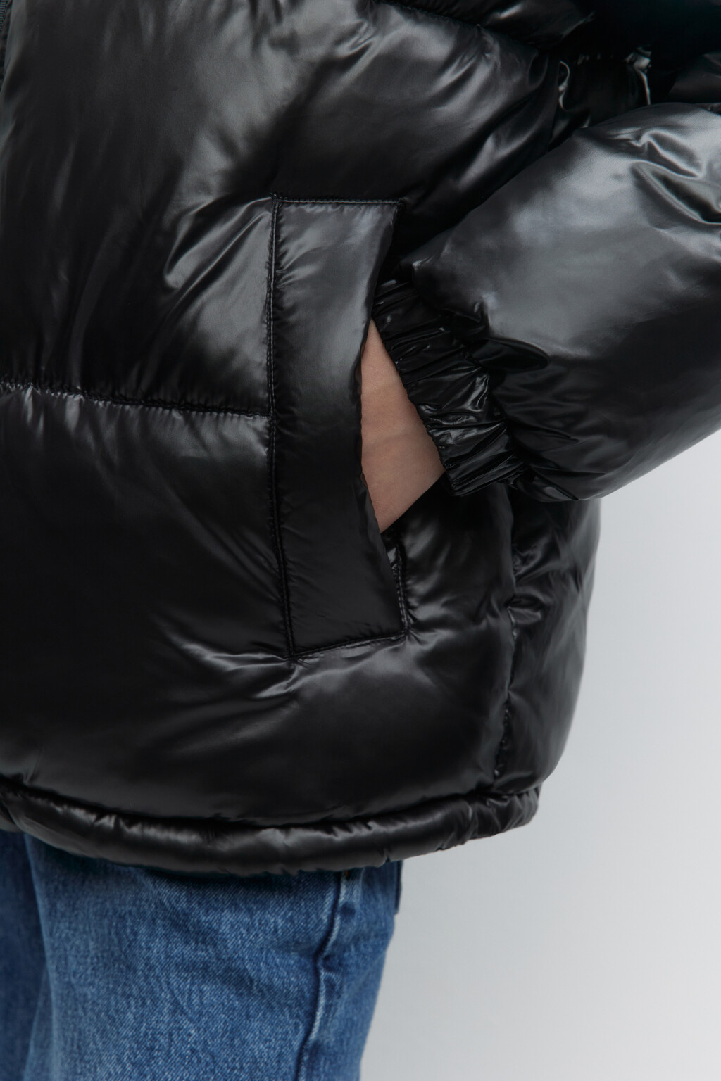 Куртка стеганая утепленная с воротником и капюшоном - цвет черный - 5