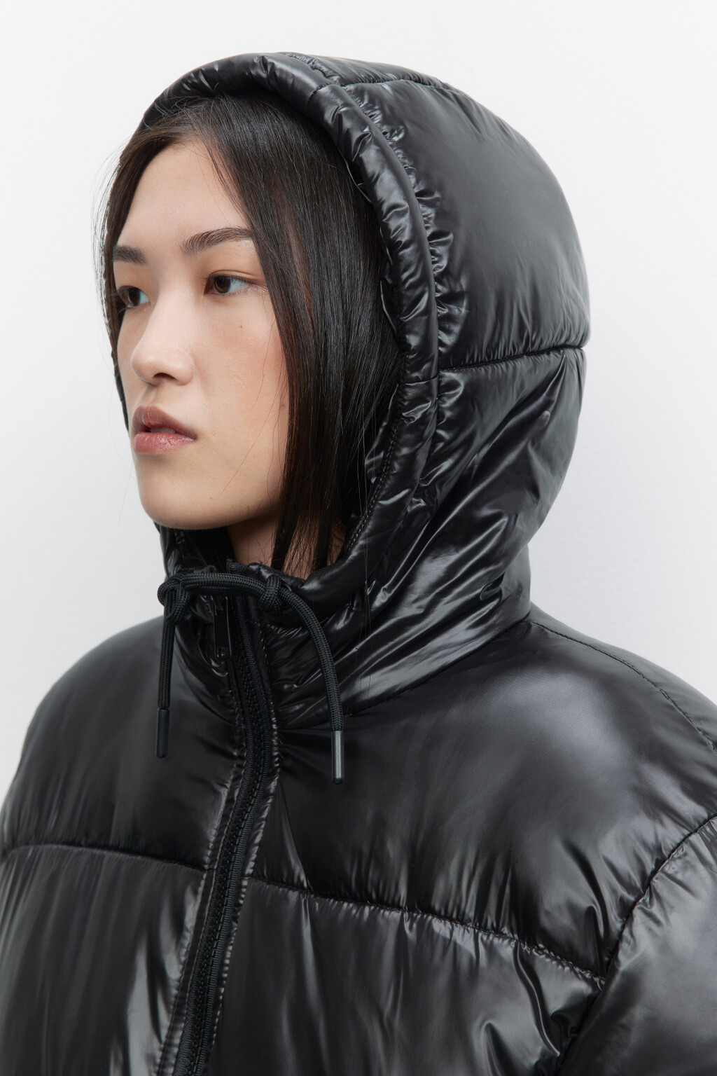 Куртка стеганая утепленная с воротником и капюшоном - цвет черный - 6