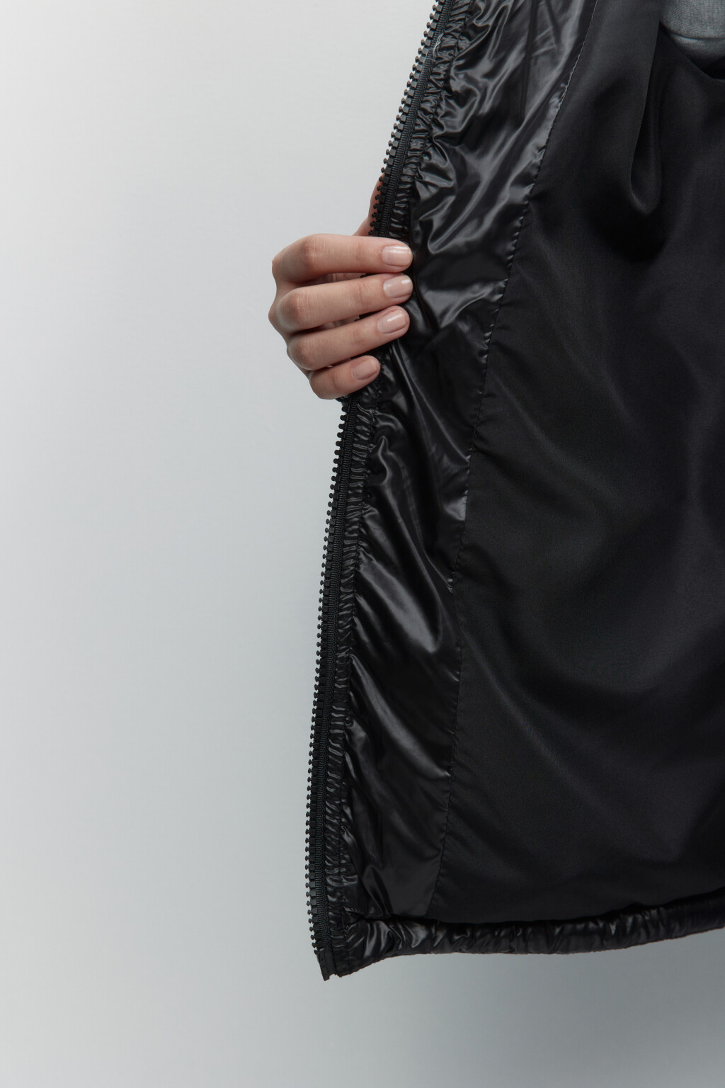 Куртка стеганая утепленная с воротником и капюшоном - цвет черный - 7