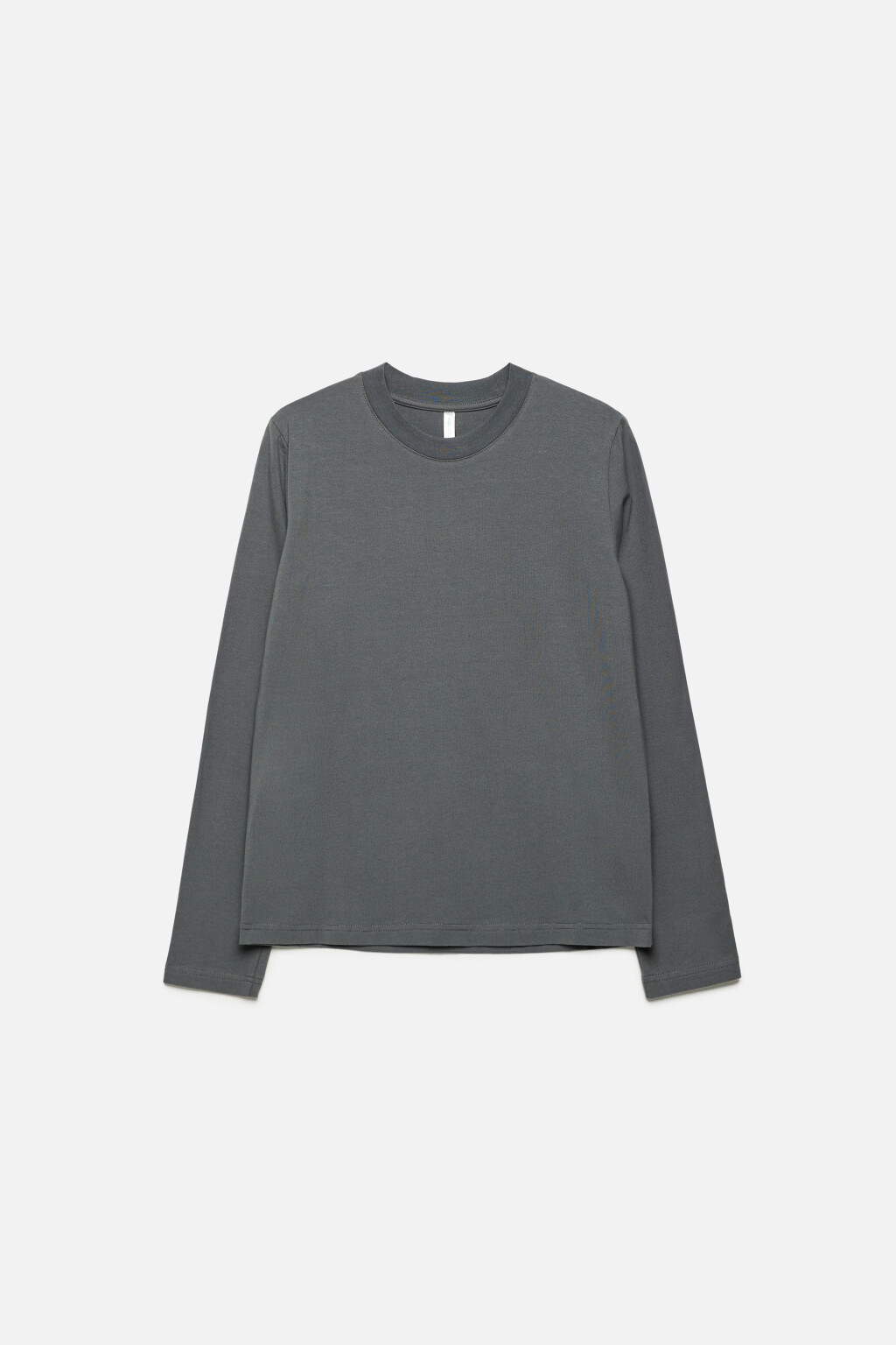 Лонгслив прямой хлопковый в базовых цветах - цвет серый - 7