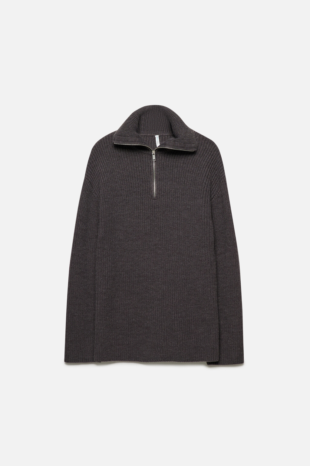Джемпер вязаный свободный с воротником на молнии - цвет серый - 7