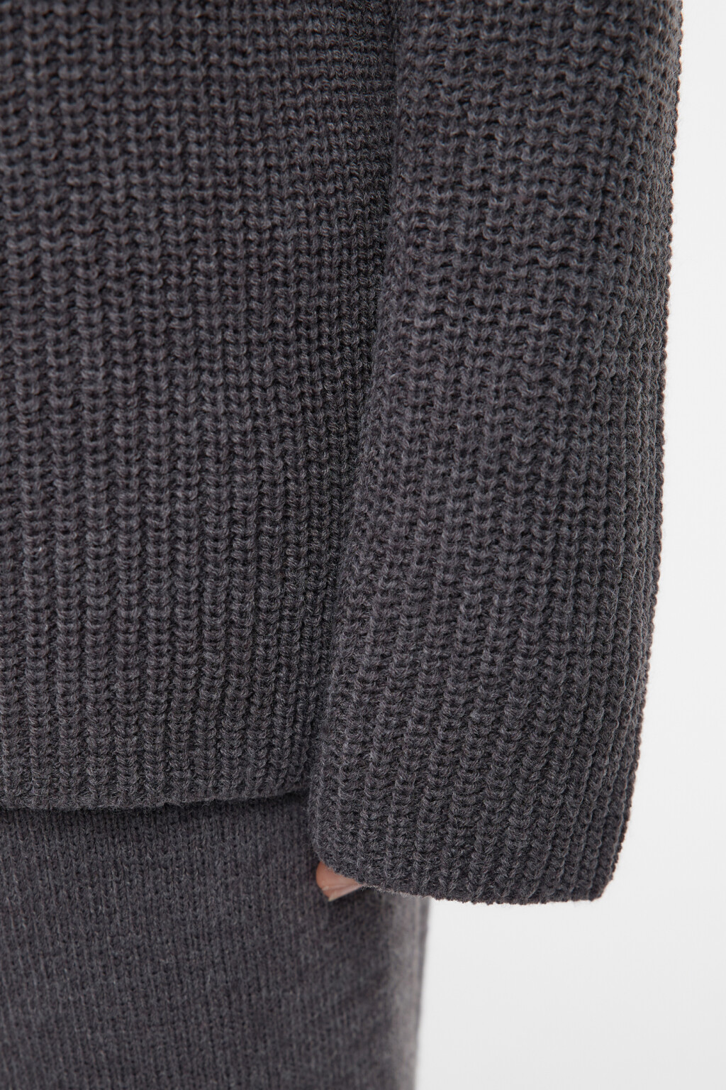 Джемпер вязаный свободный с воротником на молнии - цвет серый - 6