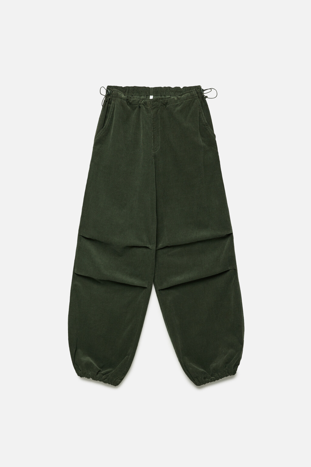 Брюки-парашюты широкие вельветовые на низкой посадке - цвет зеленый - 7
