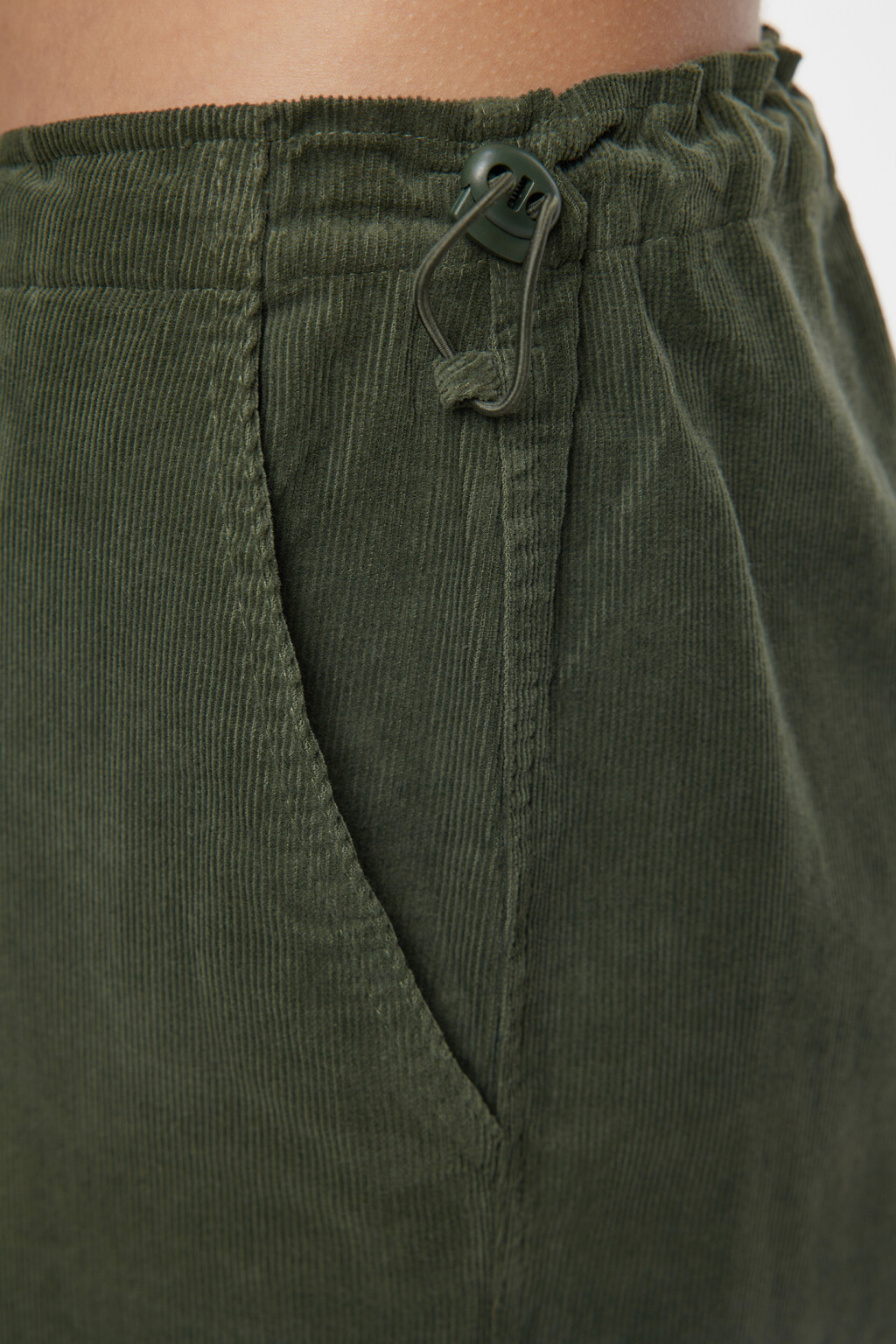 Брюки-парашюты широкие вельветовые на низкой посадке - цвет зеленый - 6