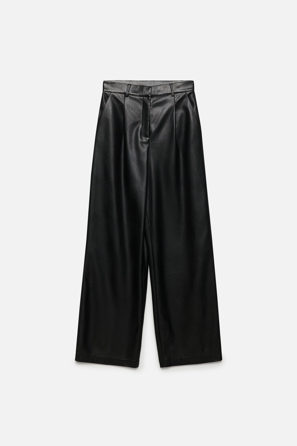Брюки из искусственной кожи с высокой посадкой - цвет черный - 7