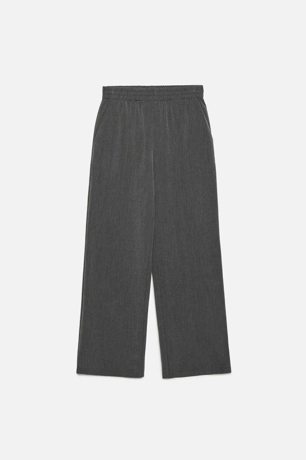 Брюки широкие костюмные с поясом-резинкой - цвет серый - 7