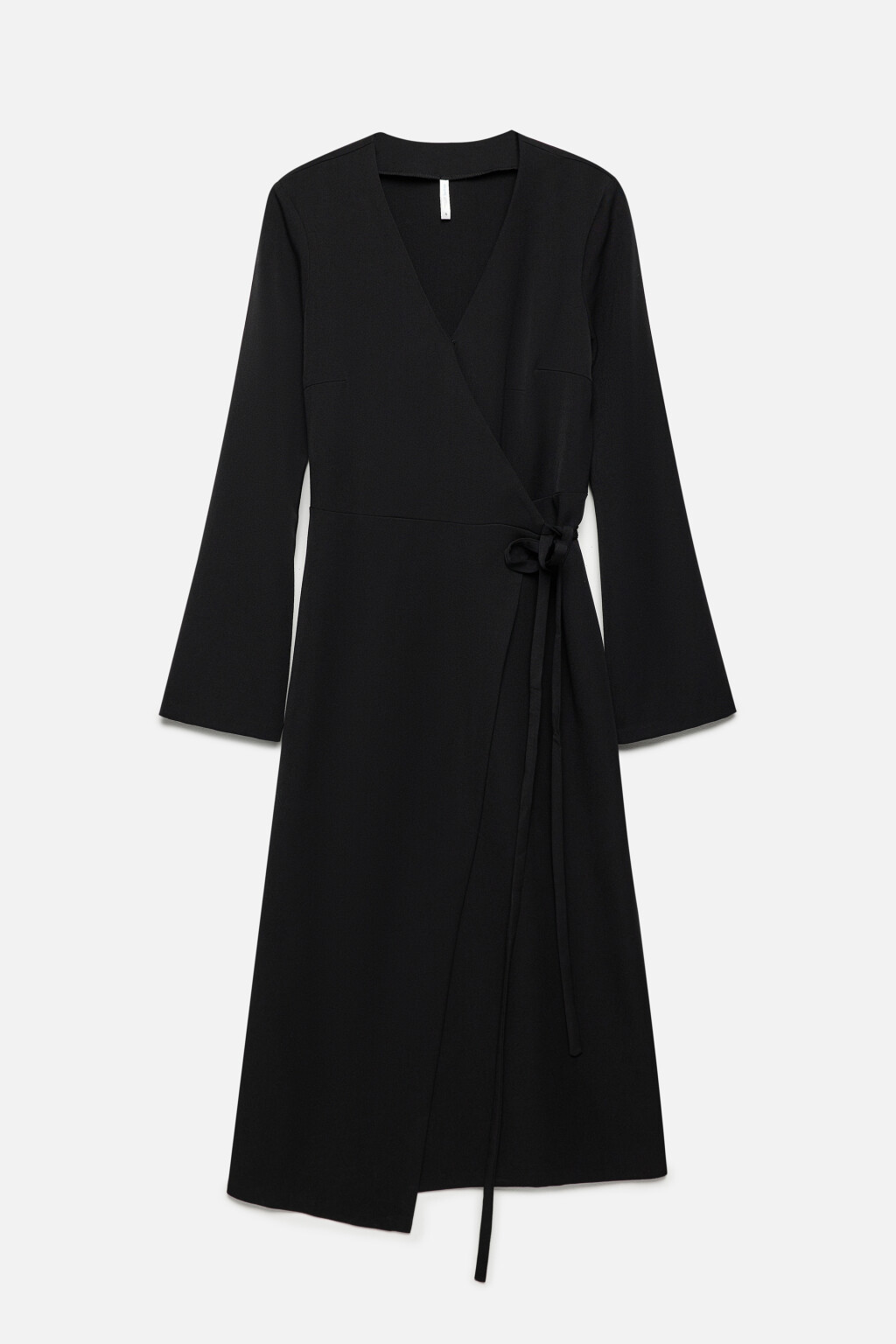 Платье миди с запахом и расклешенными рукавами - цвет черный - 7