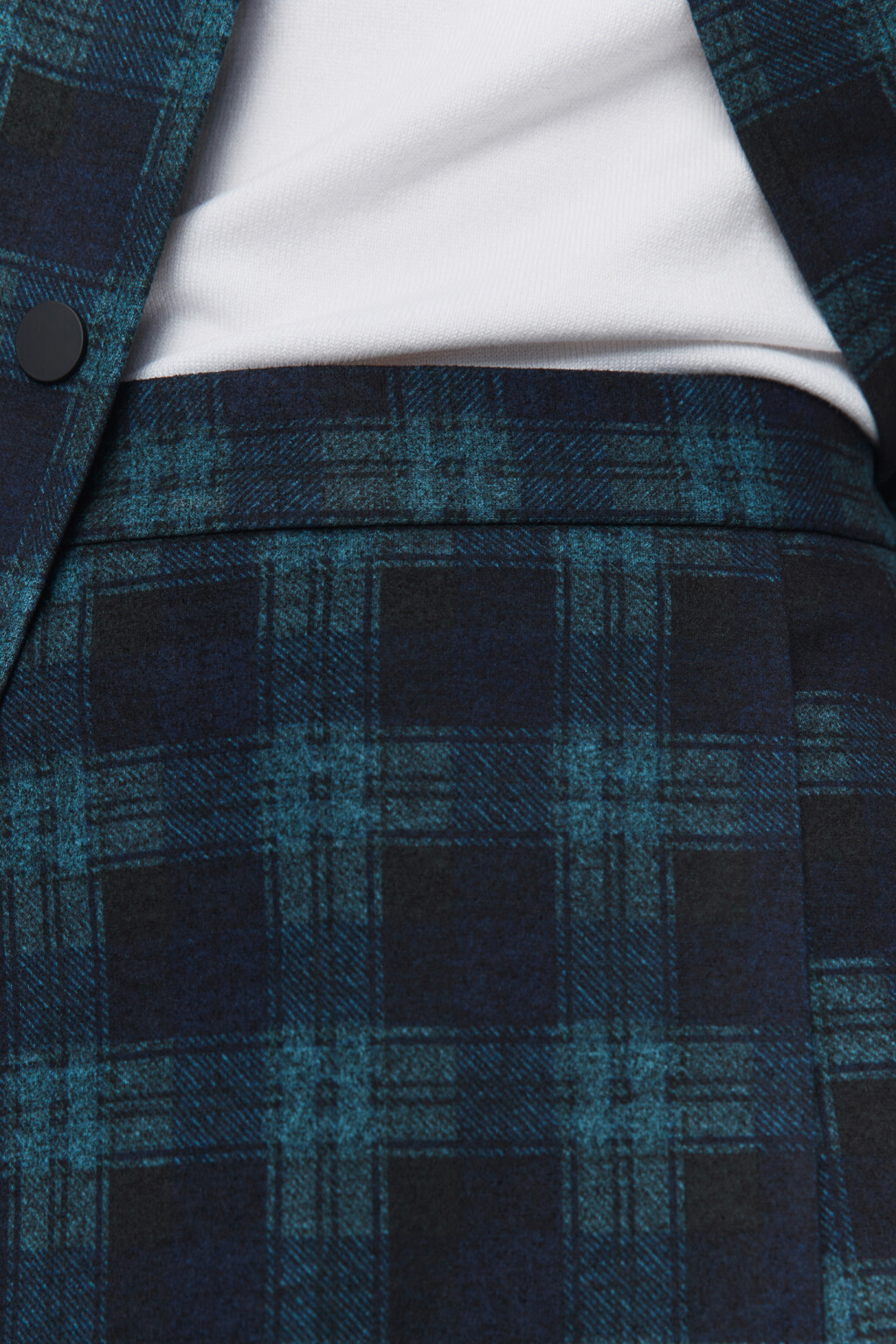 Юбка-шорты клетчатая с запахом из ворсистой ткани - цвет зеленый - 6