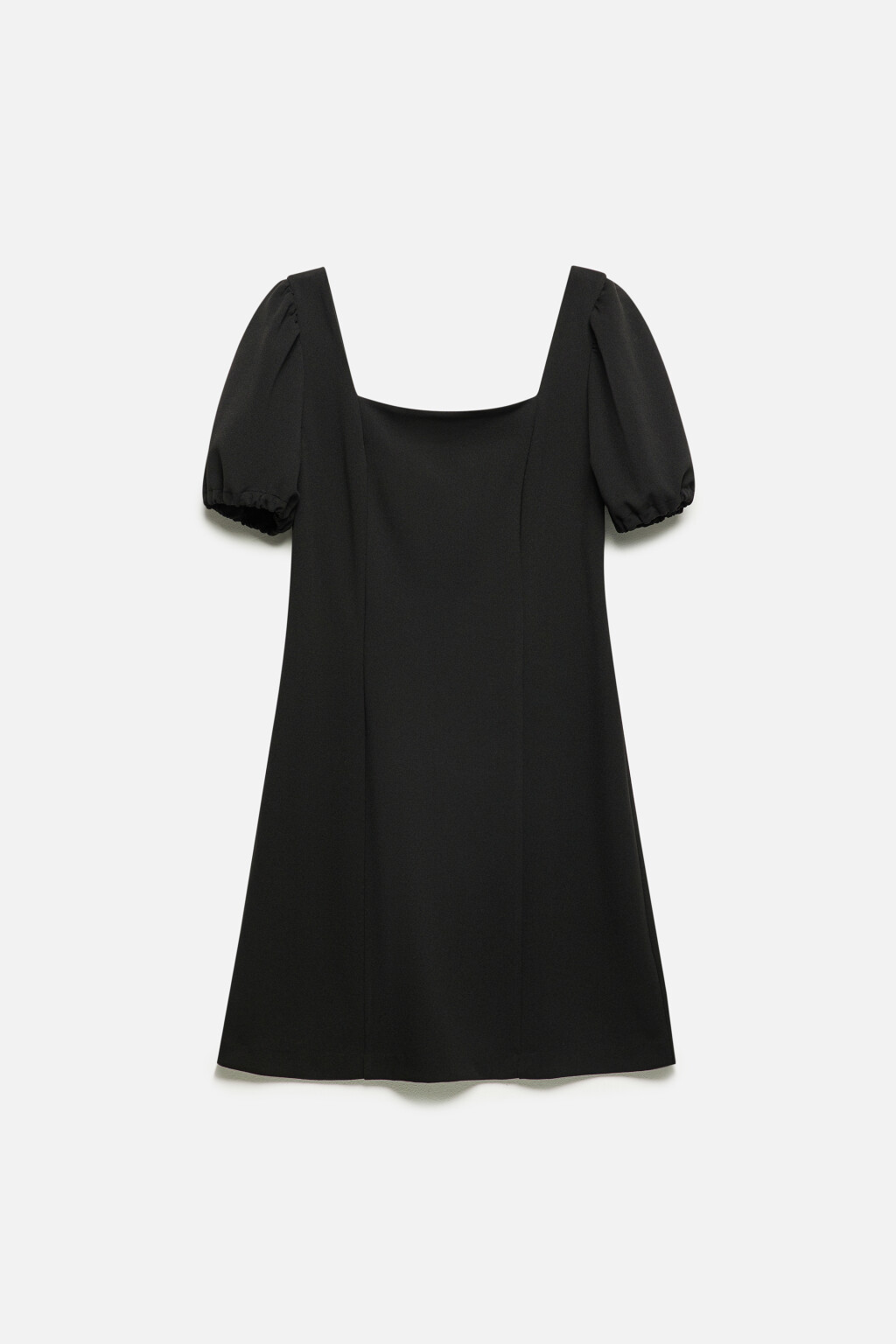 Платье мини креповое с рукавами-фонариками - цвет черный - 10