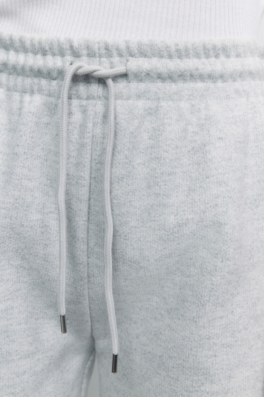 Брюки широкие трикотажные с поясом на резинке - цвет серый - 6