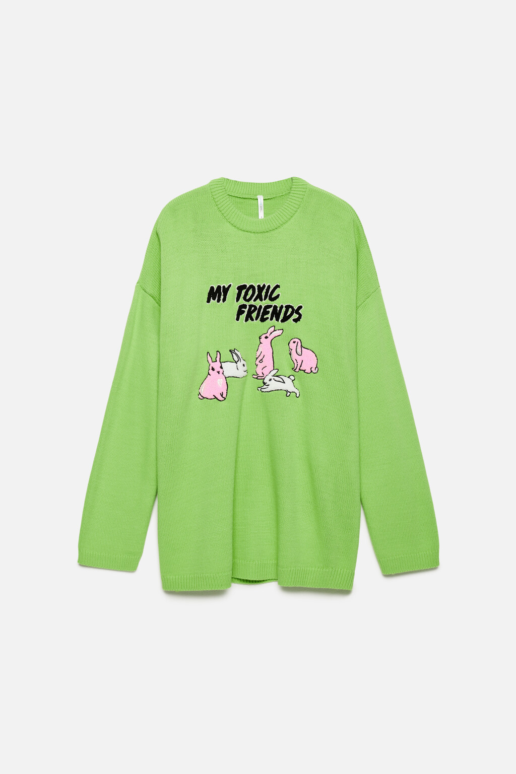 Джемпер вязаный свободный с принтом-патчем - цвет зеленый - 7