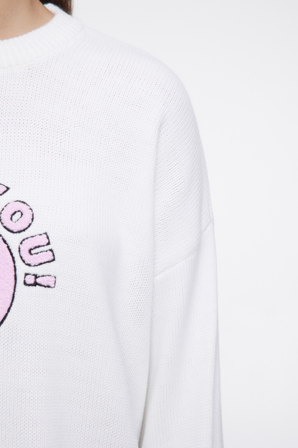 Джемпер вязаный свободный с принтом-патчем - цвет бежевый - 5