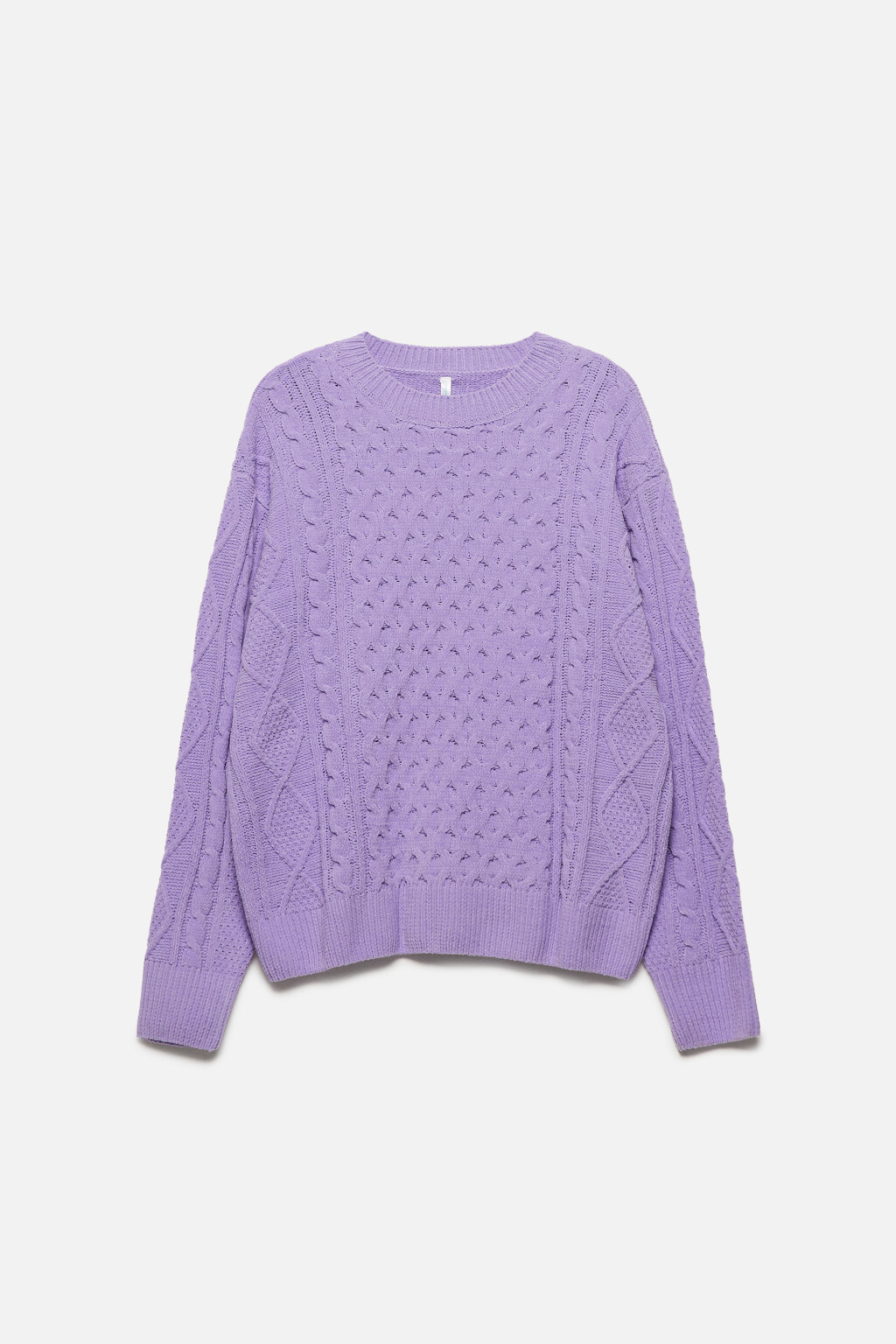 Джемпер вязаный свободный с объемным узором - цвет сиреневый - 7