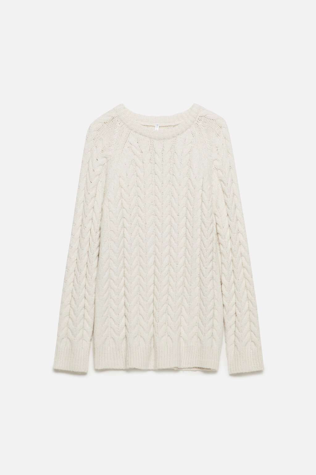 Свитер oversize вязаный с объемным узором-косичкой - цвет бежевый - 7