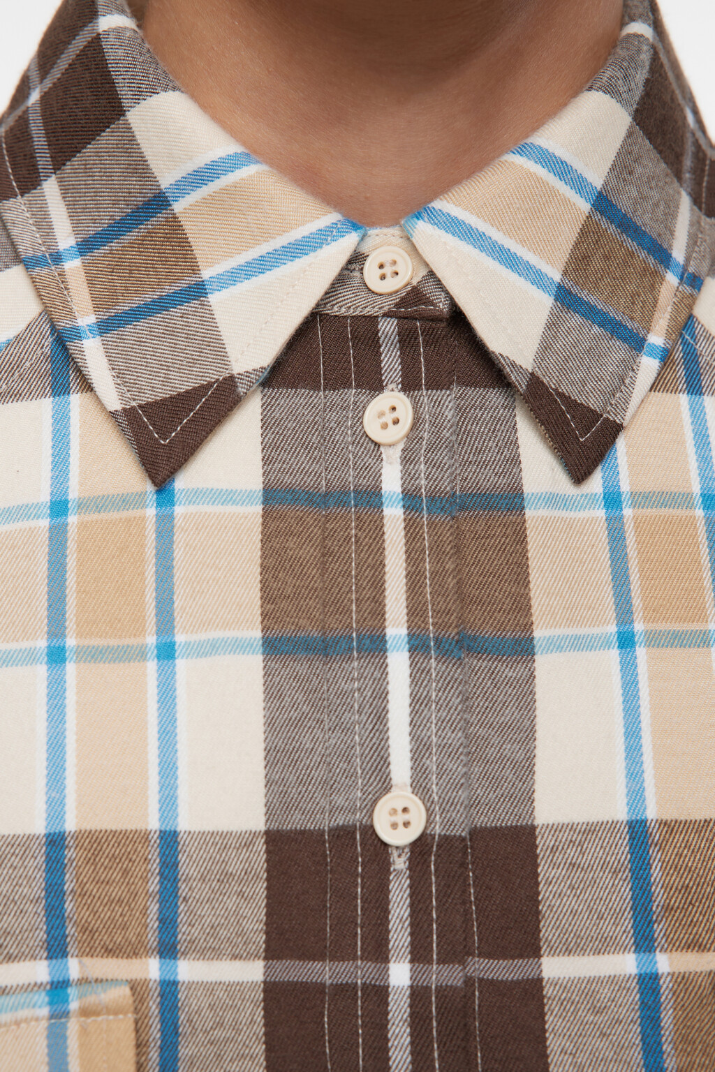 Рубашка oversize фланелевая в клетку с карманами - цвет бежевый - 5