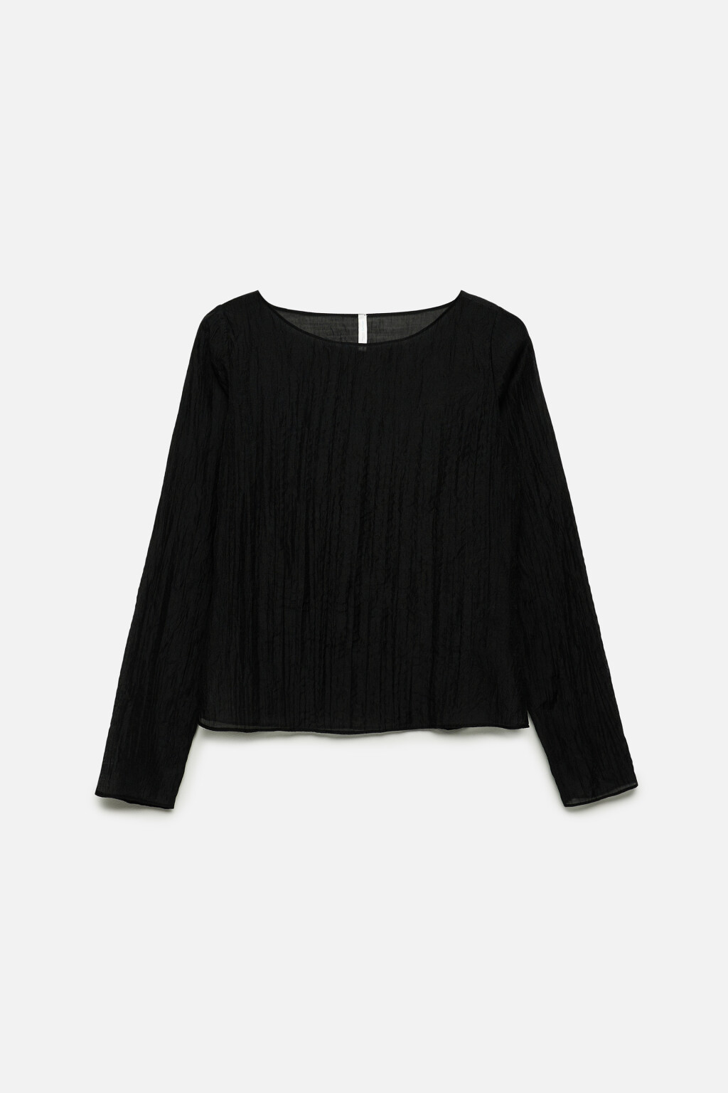 Блузка шифоновая прозрачная из жатой ткани - цвет черный - 7
