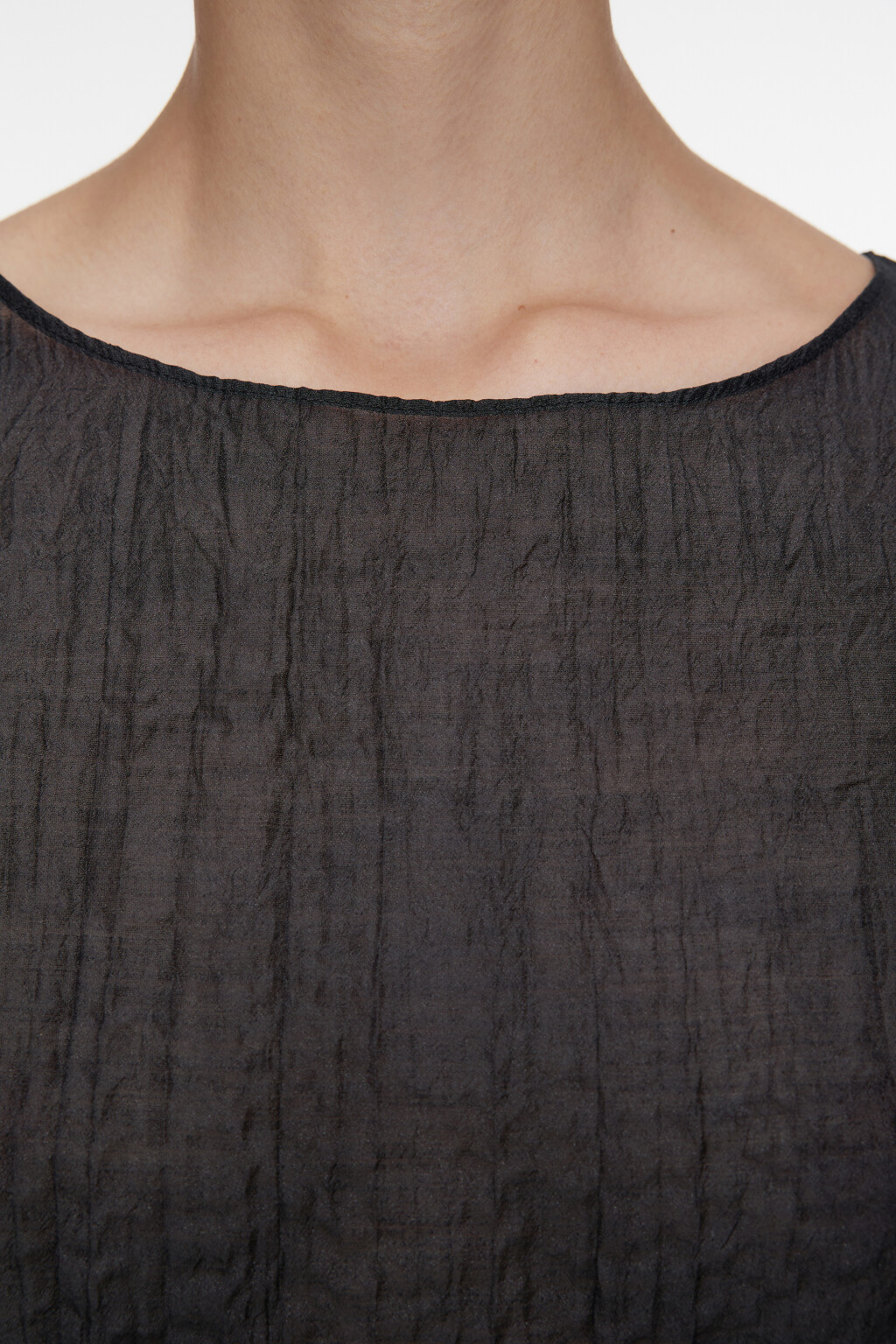 Блузка шифоновая прозрачная из жатой ткани - цвет черный - 5