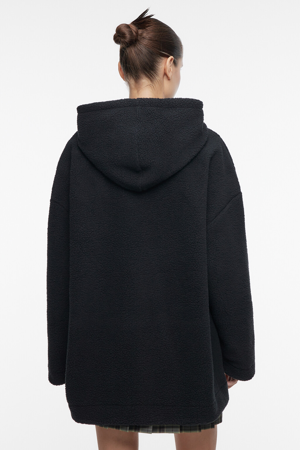 Худи oversize флисовая с капюшоном и карманами - цвет черный - 3