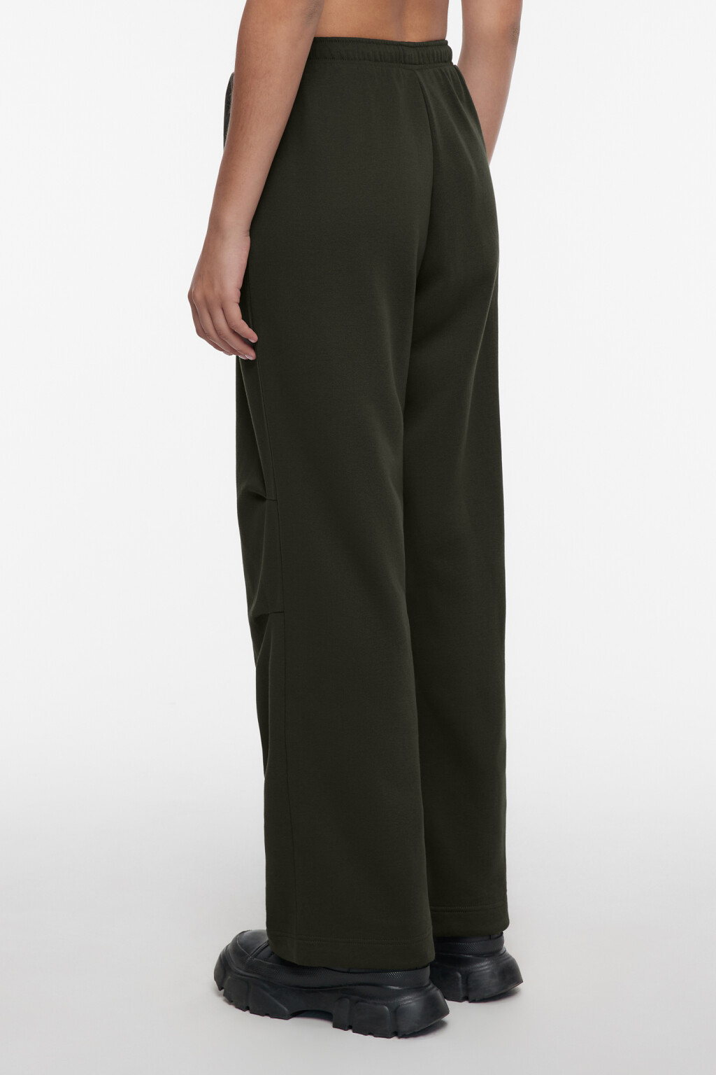 Брюки трикотажные с утяжками на поясе - цвет зеленый - 4